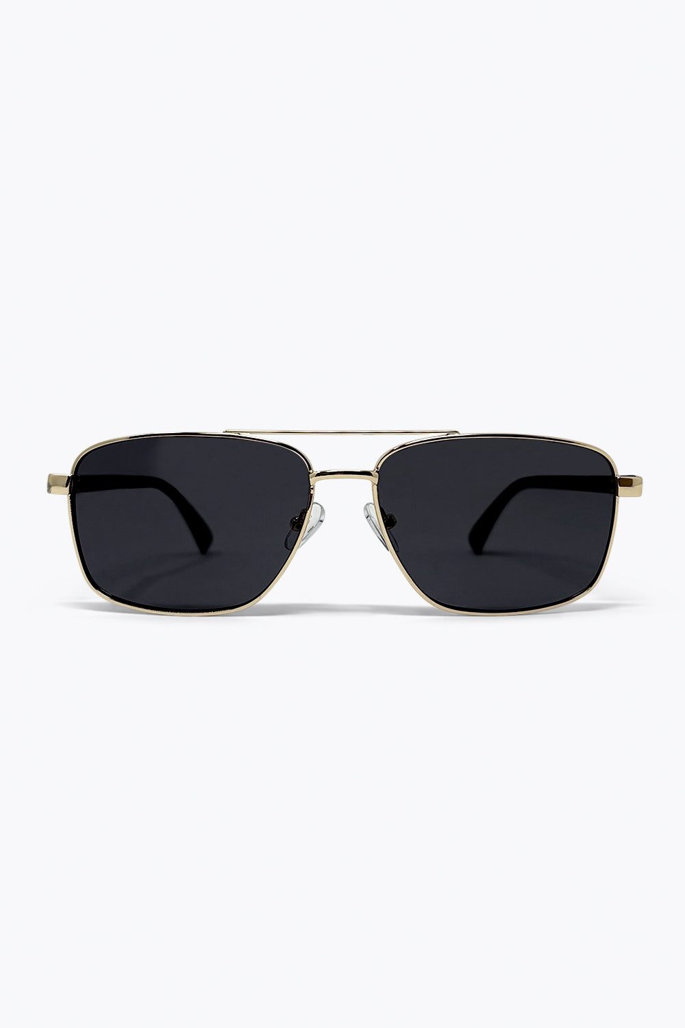Gold Square Aviator Sunglasses with Metal Frame