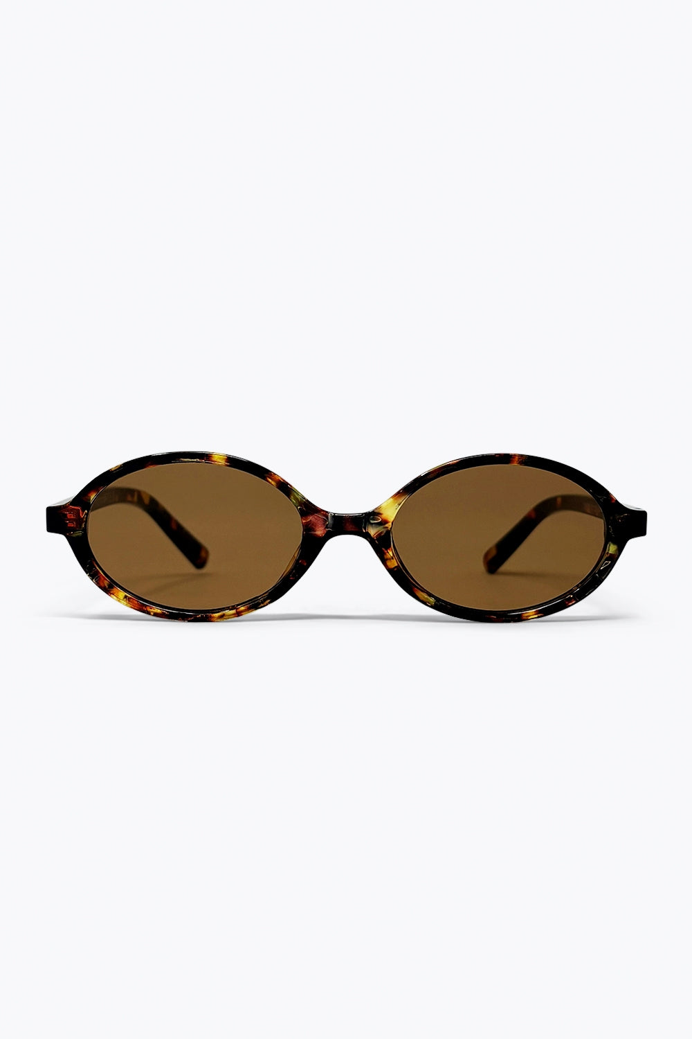 Multicolor Tortoiseshell Oval Frame Brown Lens Sunglasses - Sunglasses
