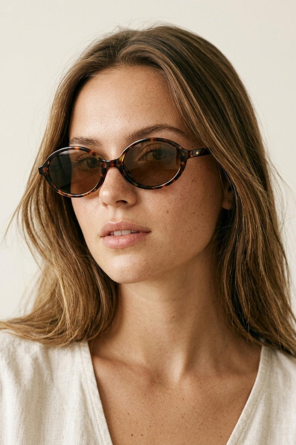 Multicolor Tortoiseshell Oval Frame Brown Lens Sunglasses - Sunglasses