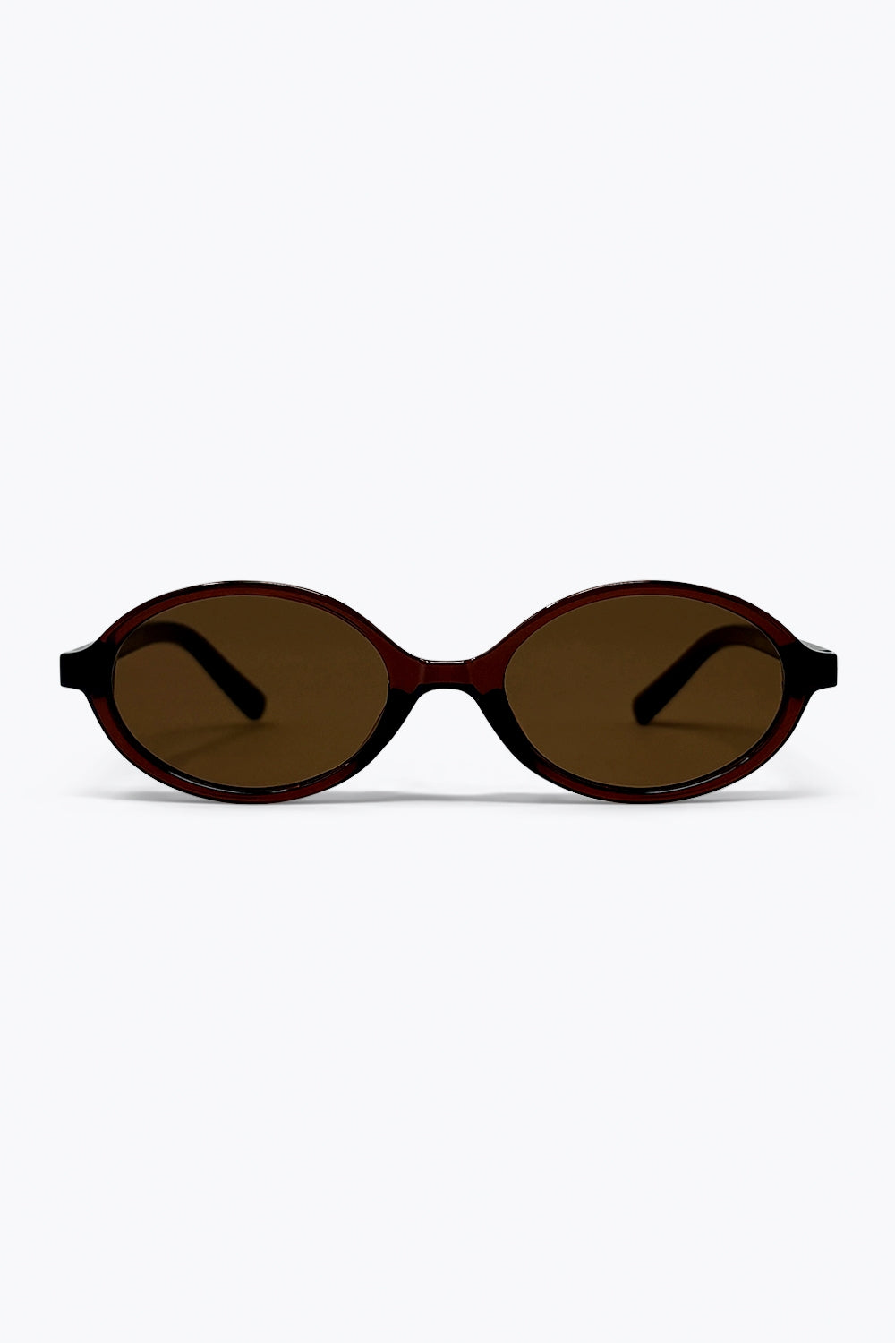 Brown Oval Frame Lightweight Retro Lens Sunglasses - Sunglasses