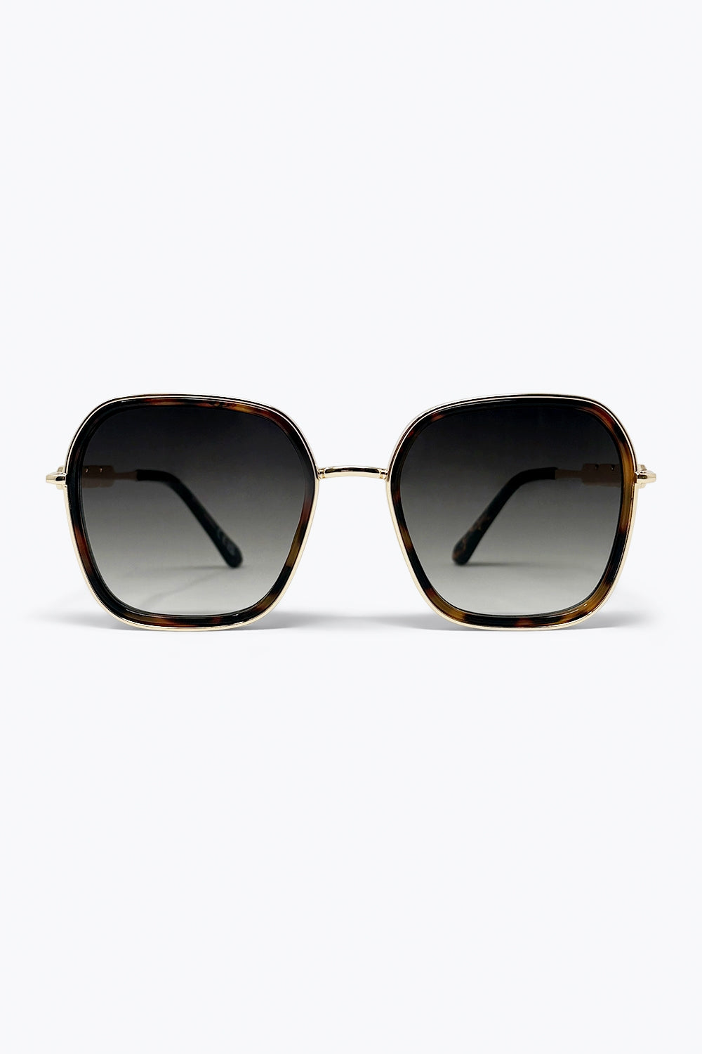 Brown Tortoiseshell Gradient Lens Oversize Square Frame Sunglasses - Sunglasses
