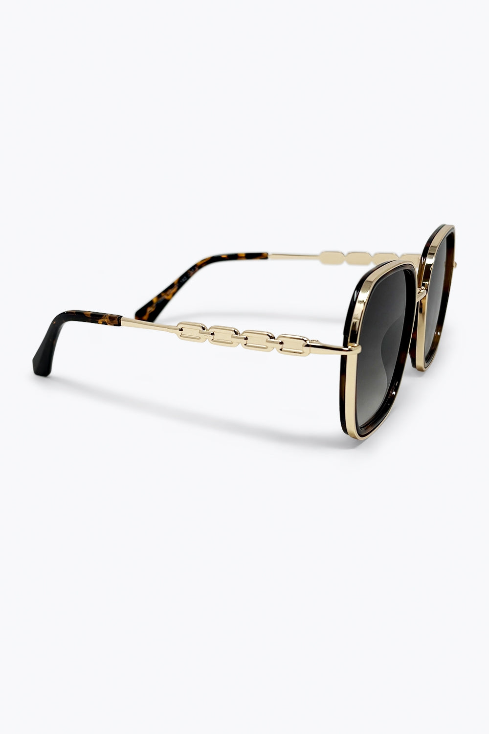 Brown Tortoiseshell Gradient Lens Oversize Square Frame Sunglasses - Sunglasses