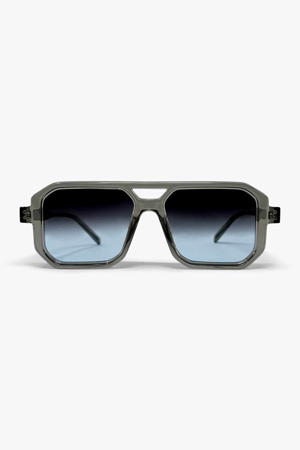 Grey Transparent Frame Oversize Geometric Gradient Sunglasses