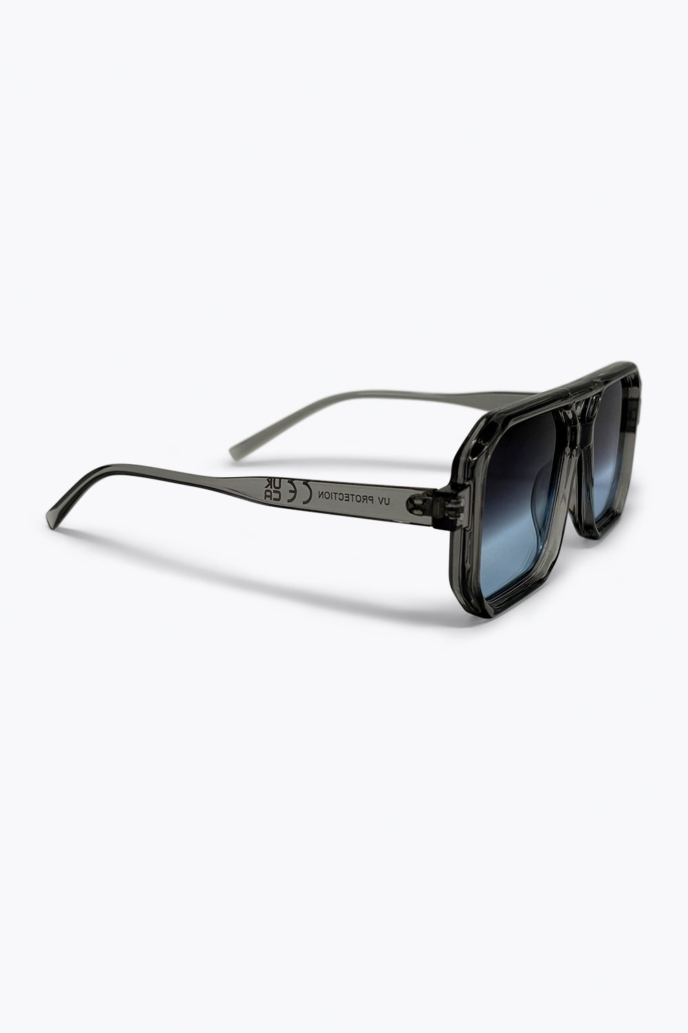 Grey Transparent Frame Oversize Geometric Gradient Sunglasses