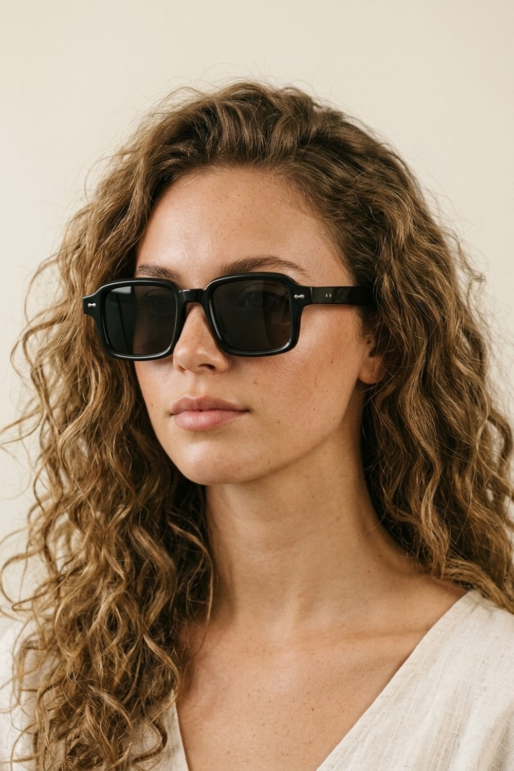Black Rectangular Frame Classic Chunky Sunglasses