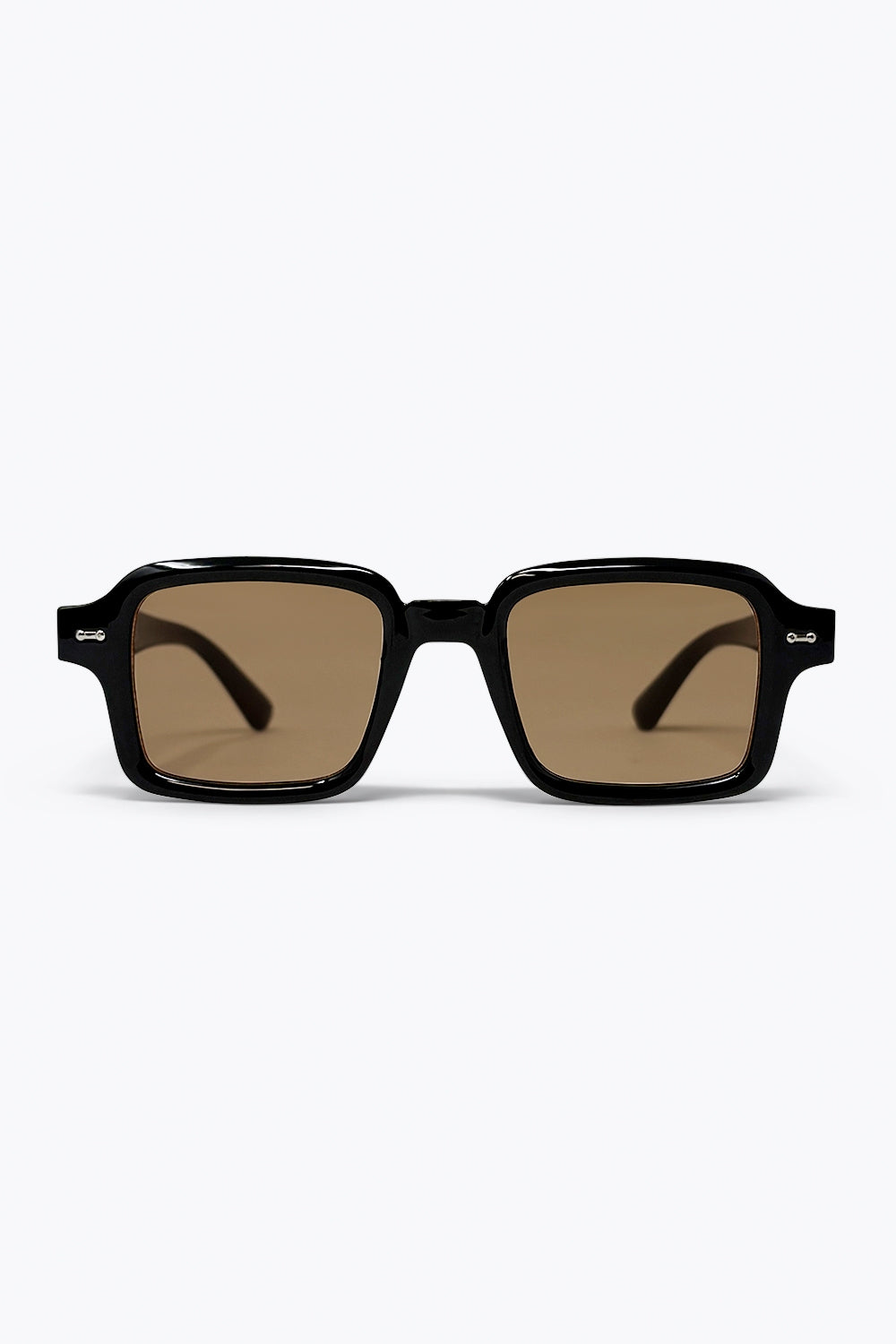 Black Thick Frame Square Brown Lens Sunglasses