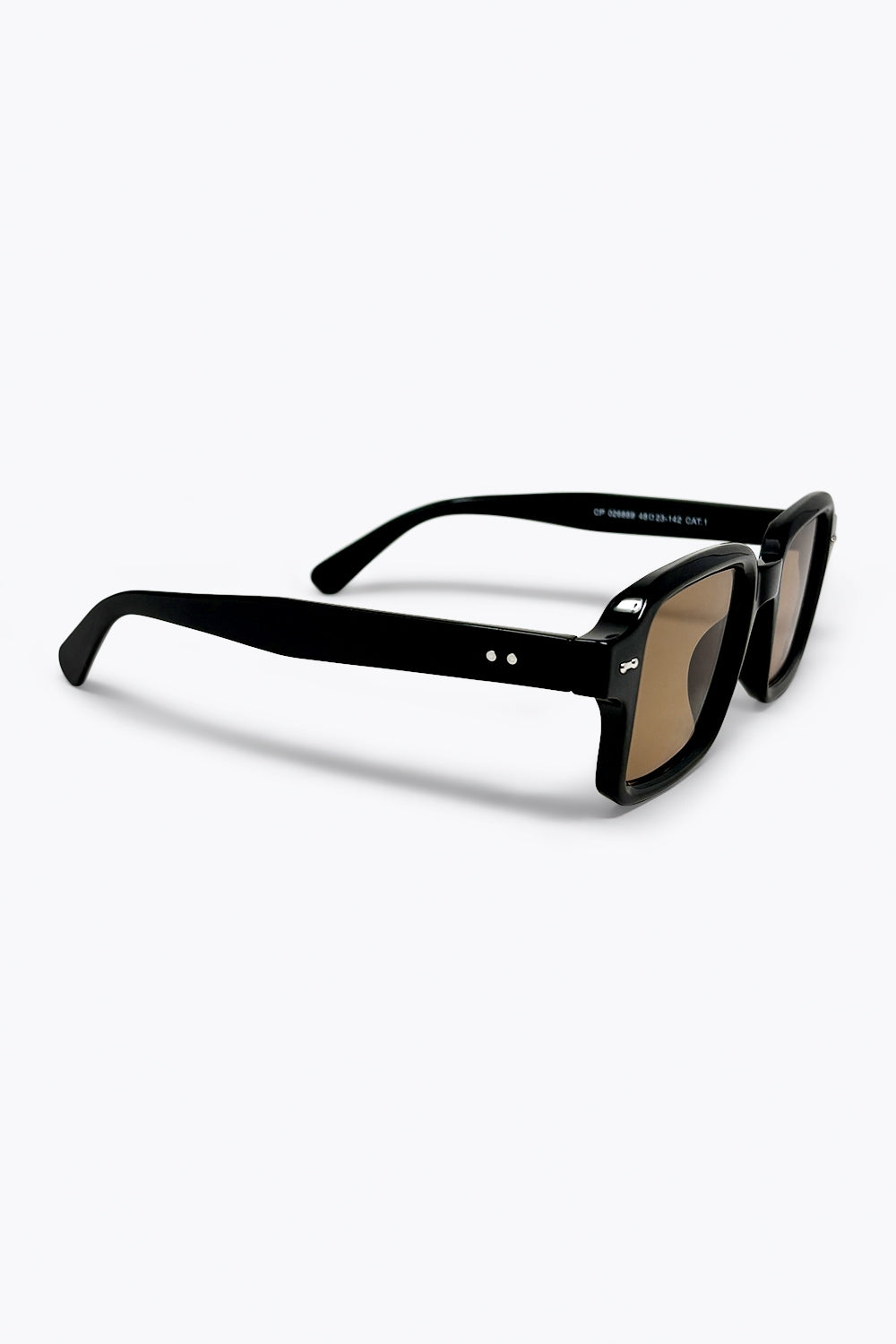 Black Thick Frame Square Brown Lens Sunglasses