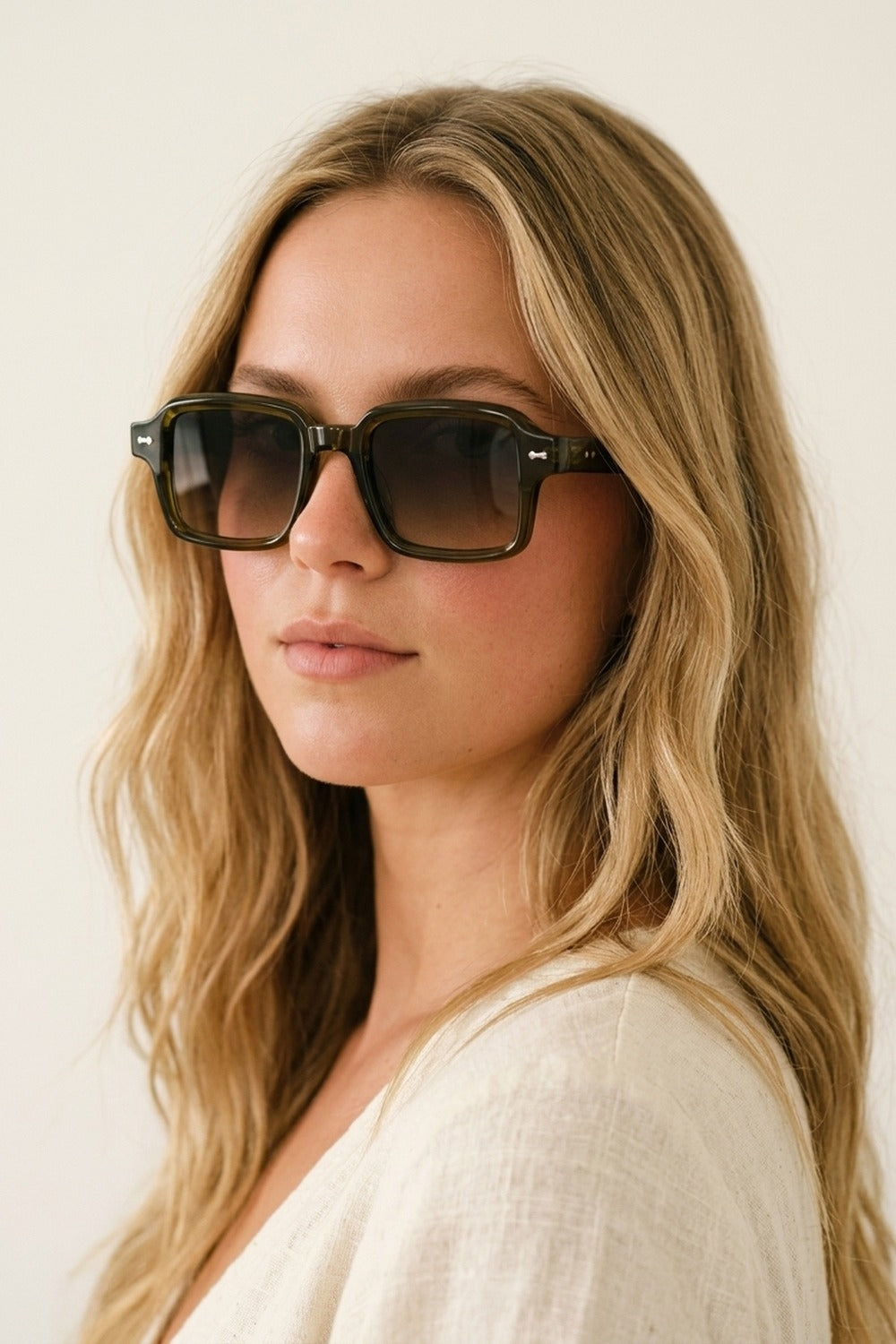 Olive Gradient Square Frame Urban Sunglasses