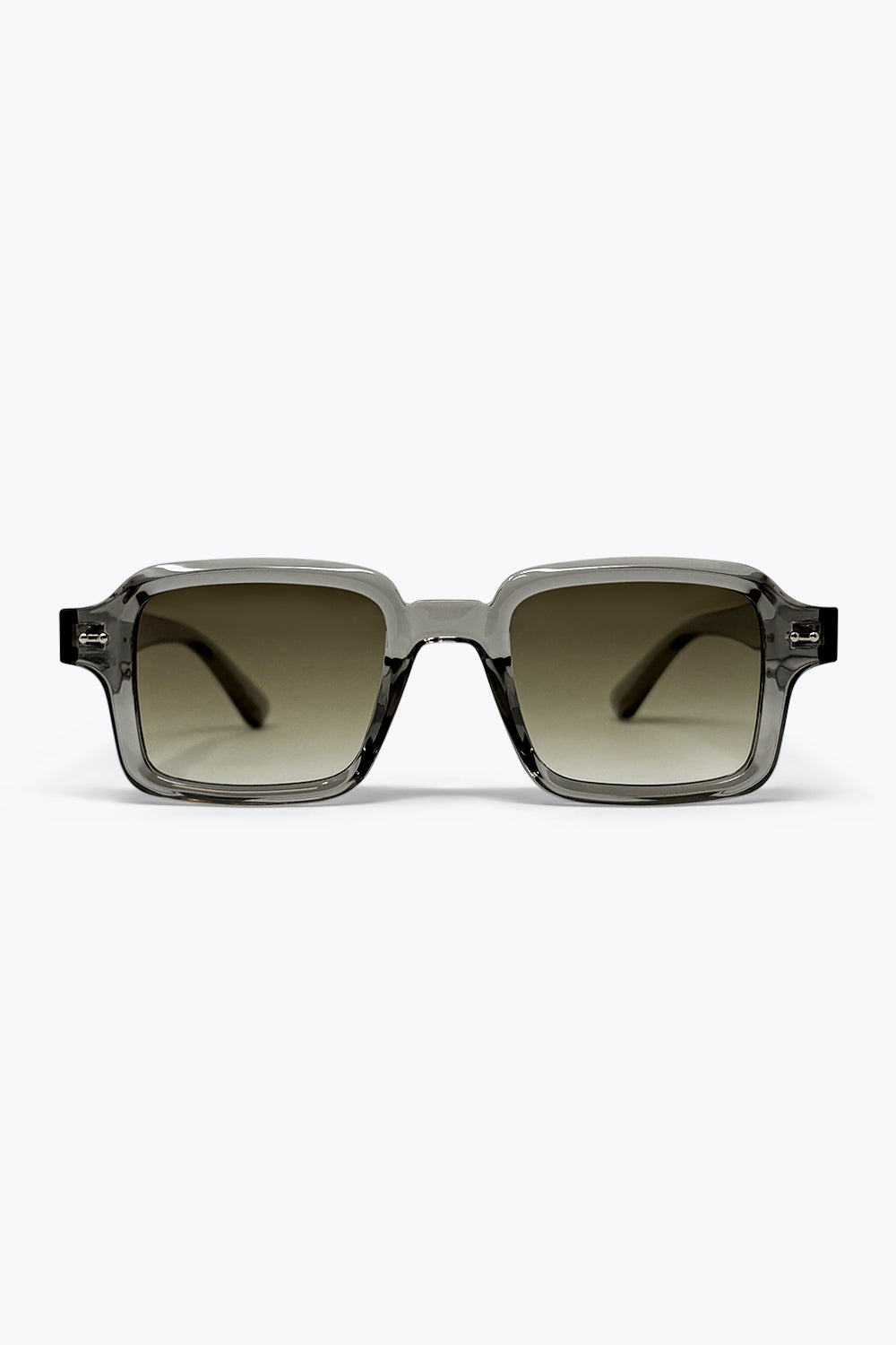 Grey Transparent Square Frame Gradient Lens Sunglasses