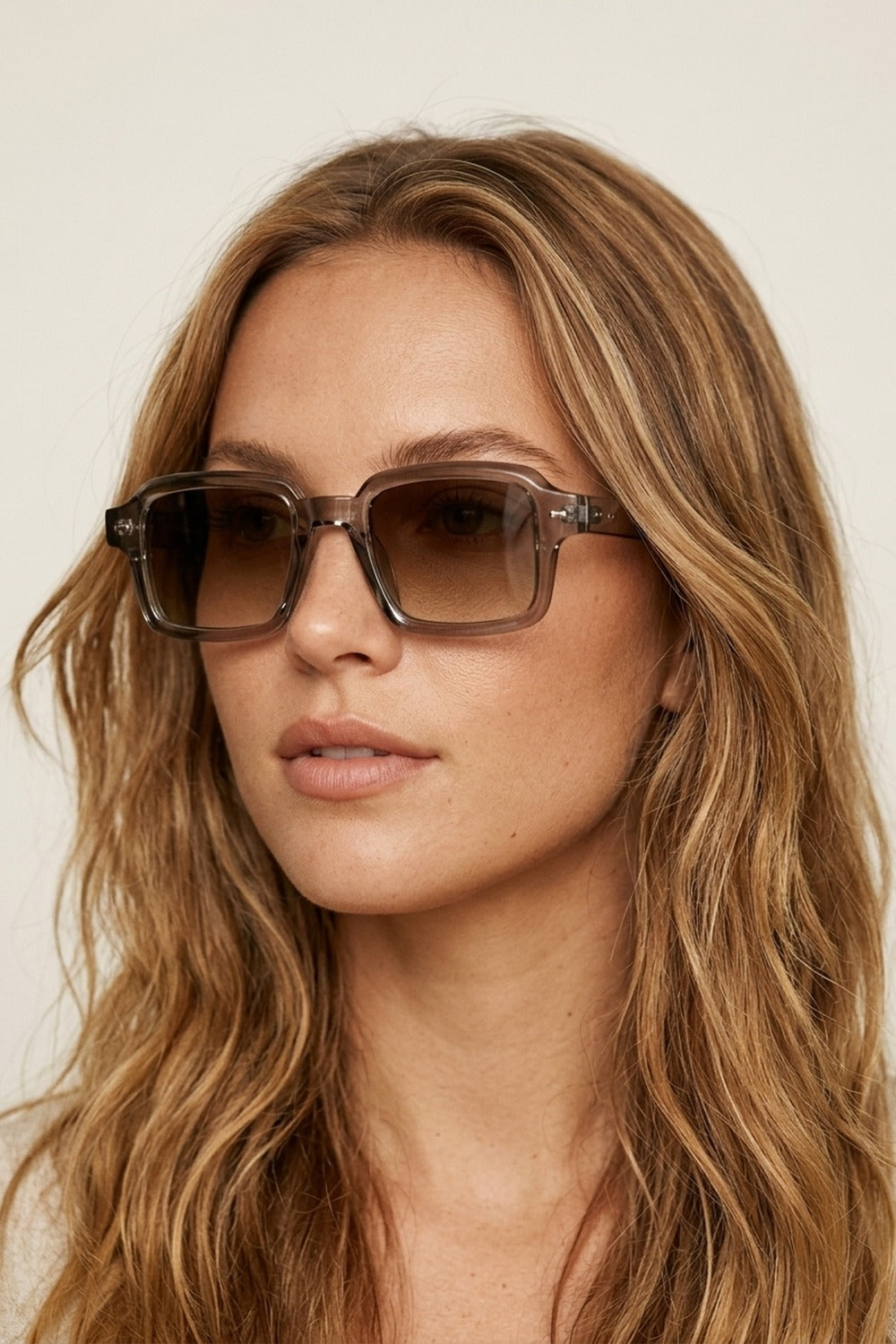 Grey Transparent Square Frame Gradient Lens Sunglasses