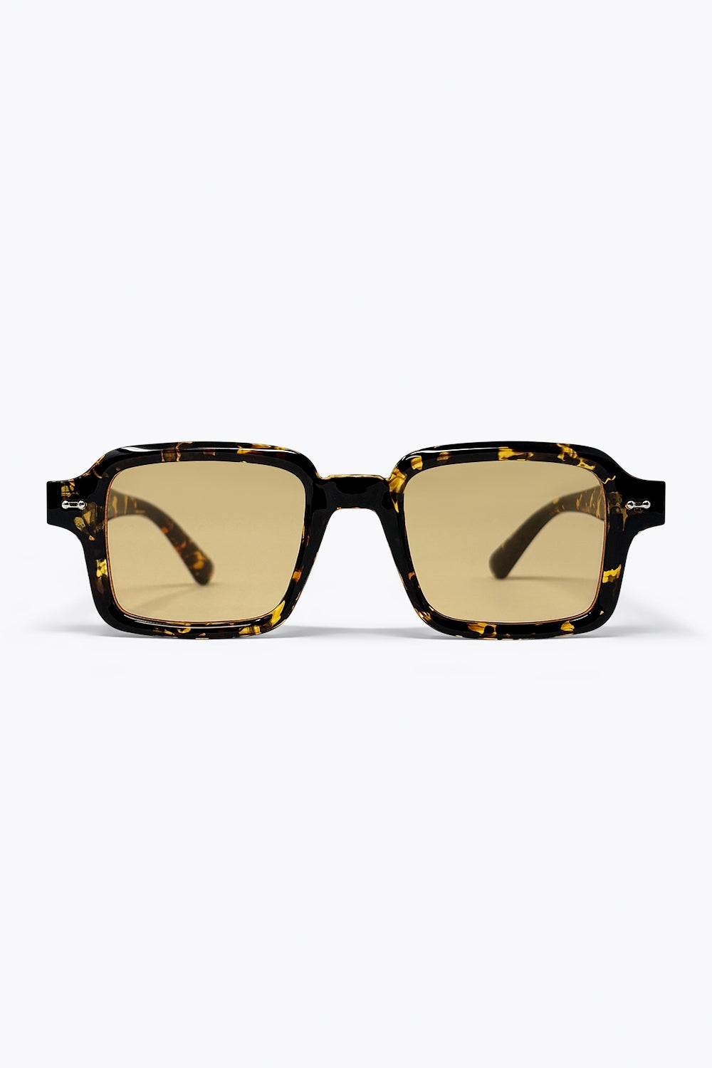 Multicolor Tortoiseshell Square Frame Yellow Lens Sunglasses