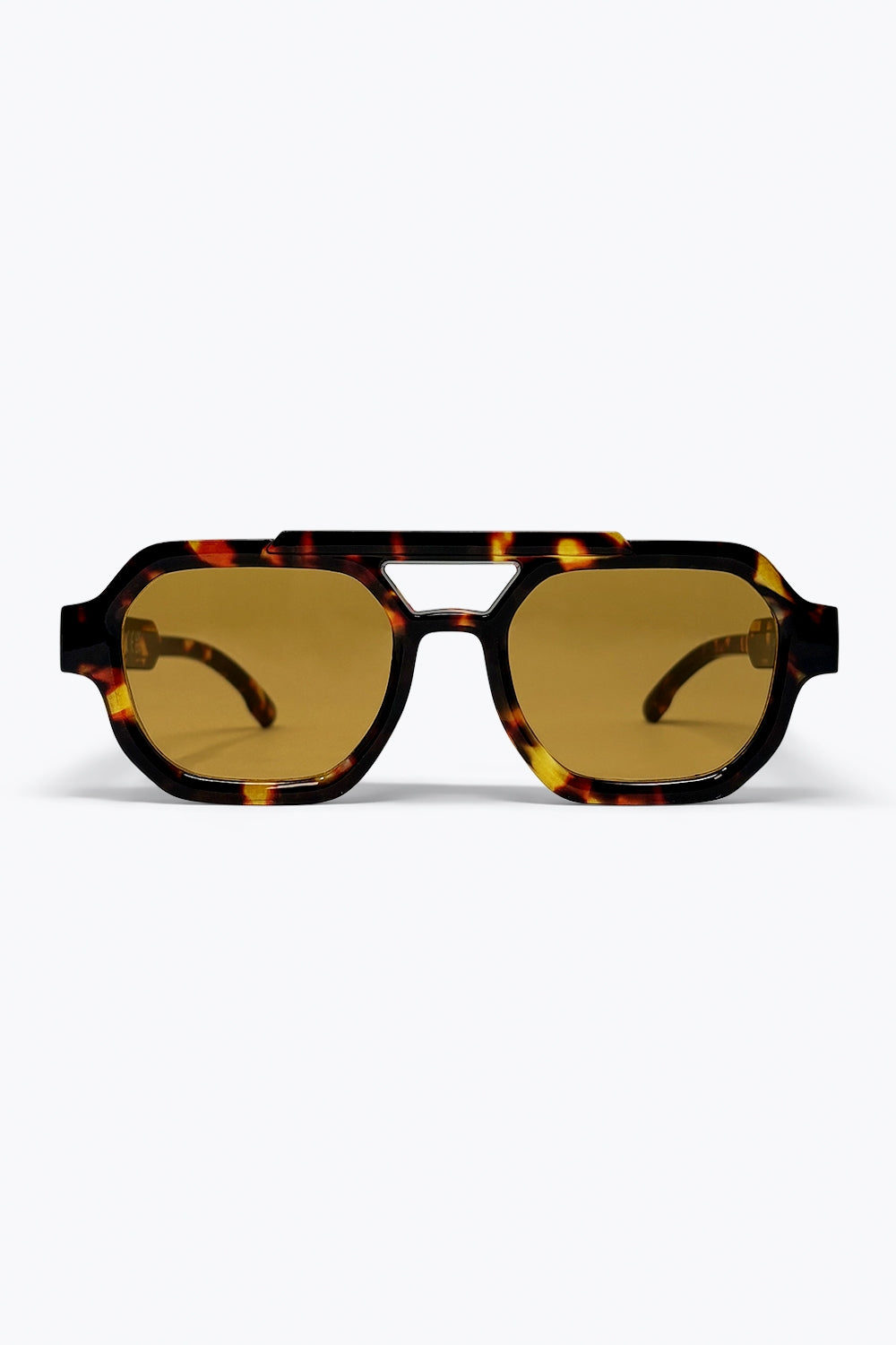 Multicolor Tortoiseshell Acrylic Cutout Bridge Oversize Sunglasses