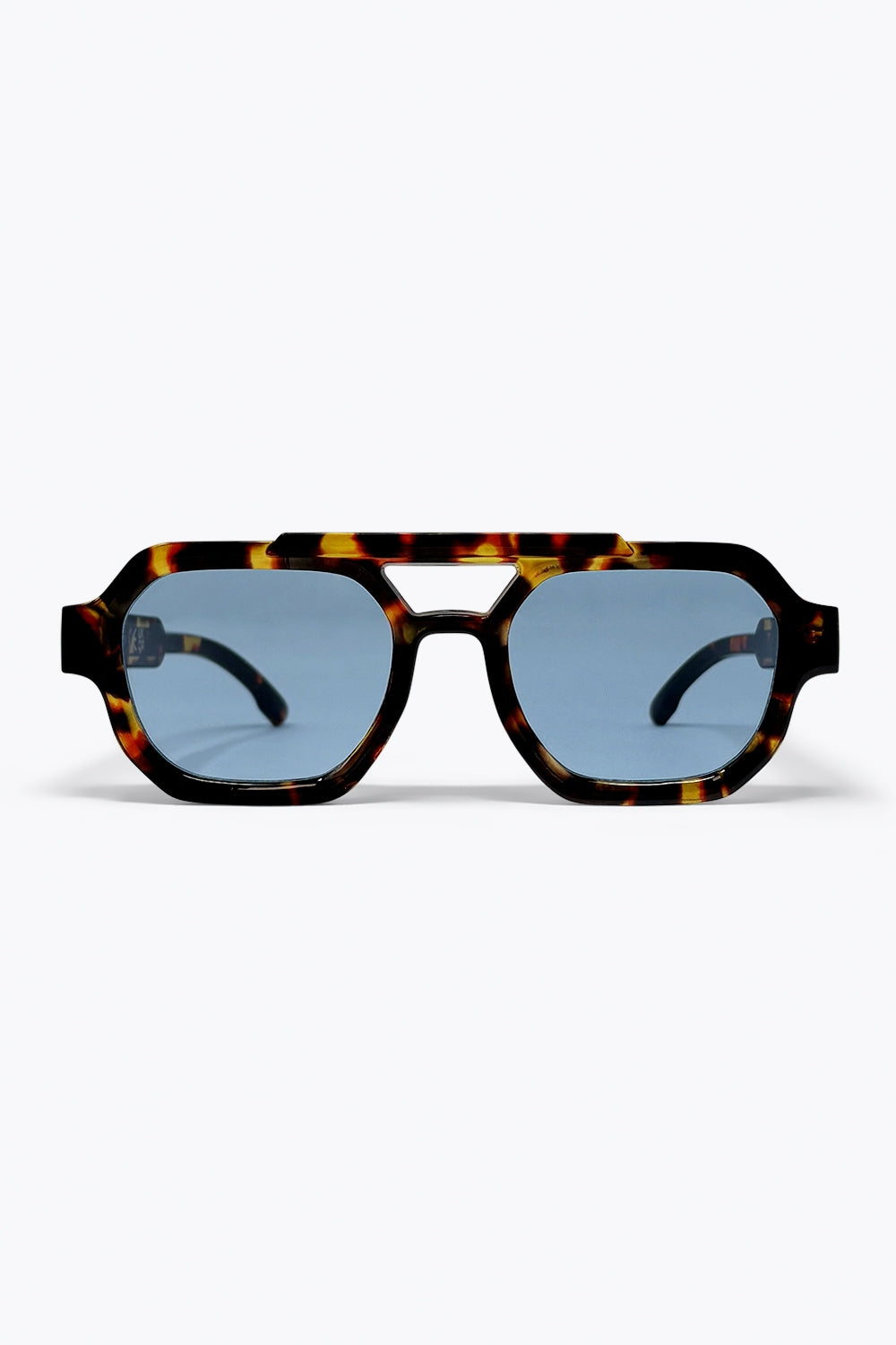 Multicolor Tortoiseshell Blue Lens Oversize Sunglasses