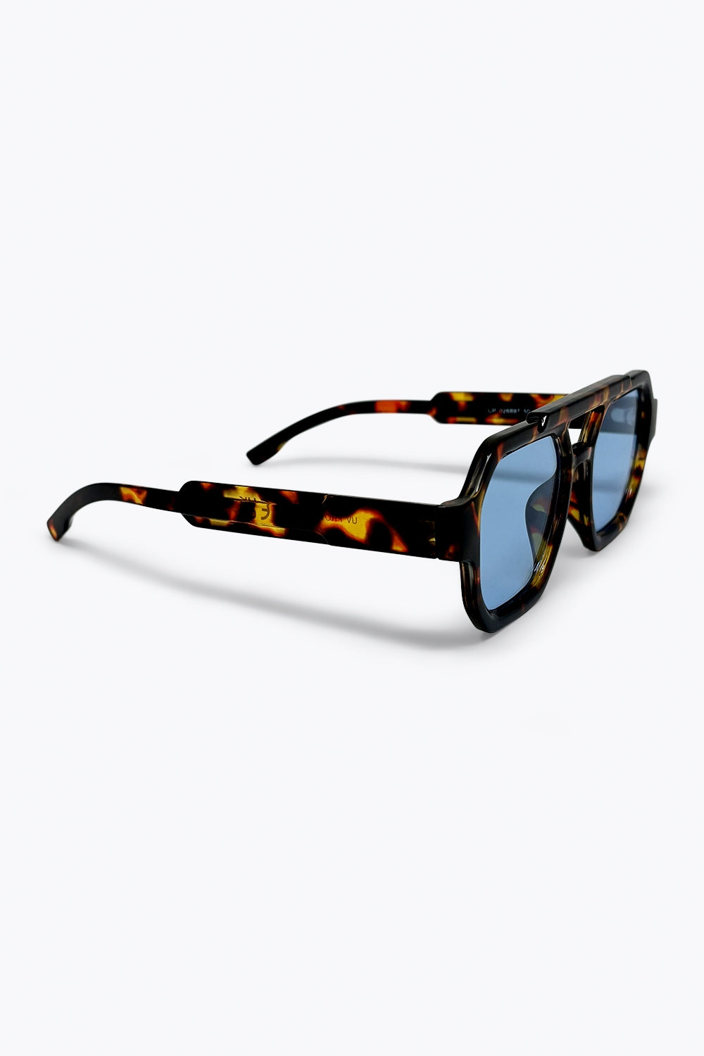 Multicolor Tortoiseshell Blue Lens Oversize Sunglasses