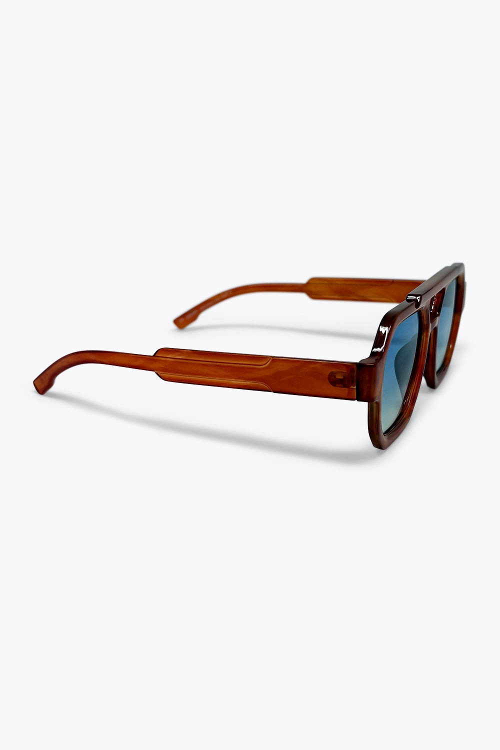 Brown Oversize Geometric Frame Ombre Lens Sunglasses