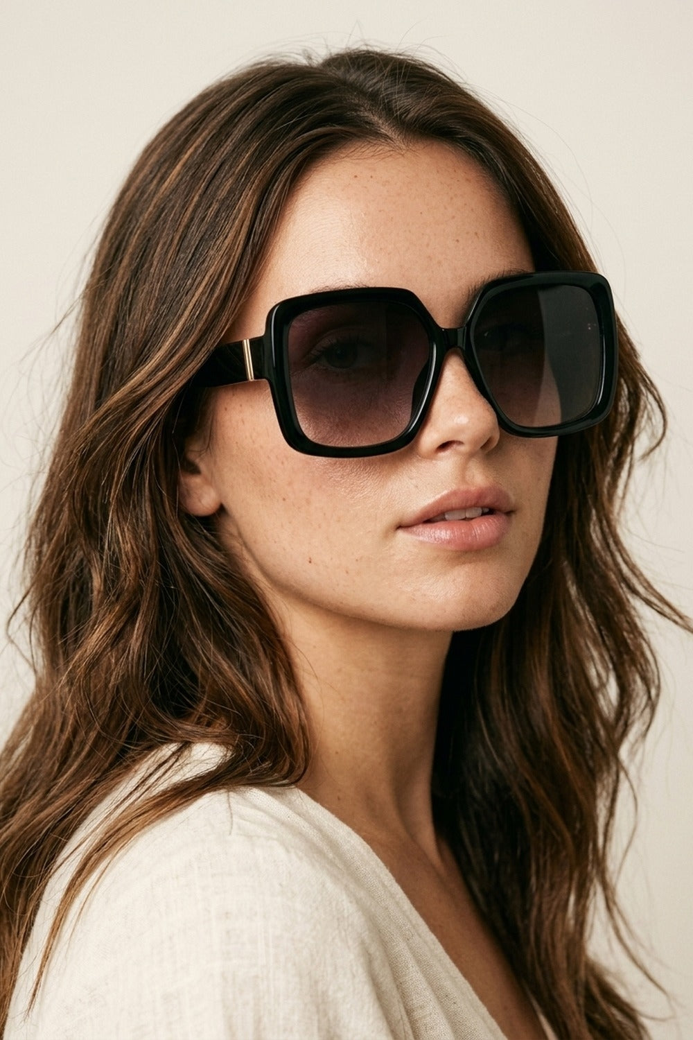 Black Oversize Square Frame Gradient Lens Sunglasses