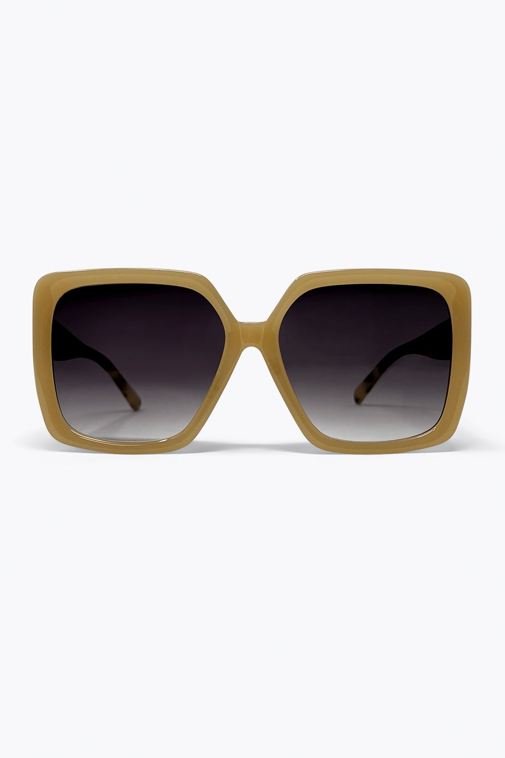 Camel Square Frame Gradient Lens Oversize Sunglasses