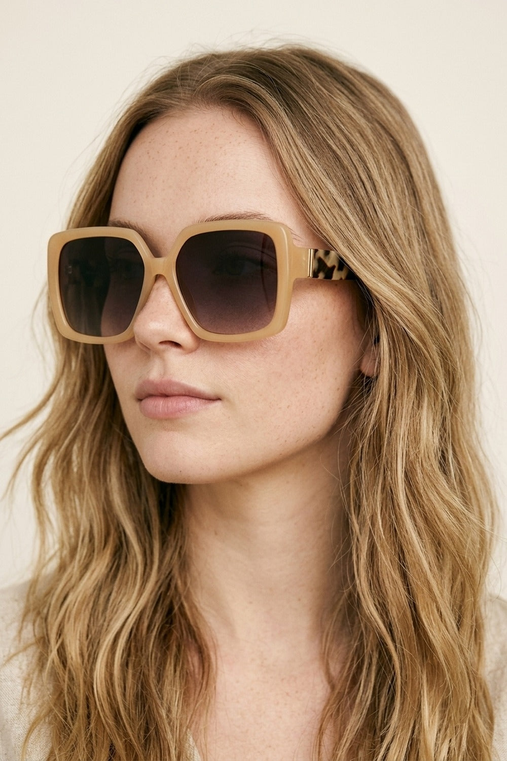 Camel Square Frame Gradient Lens Oversize Sunglasses