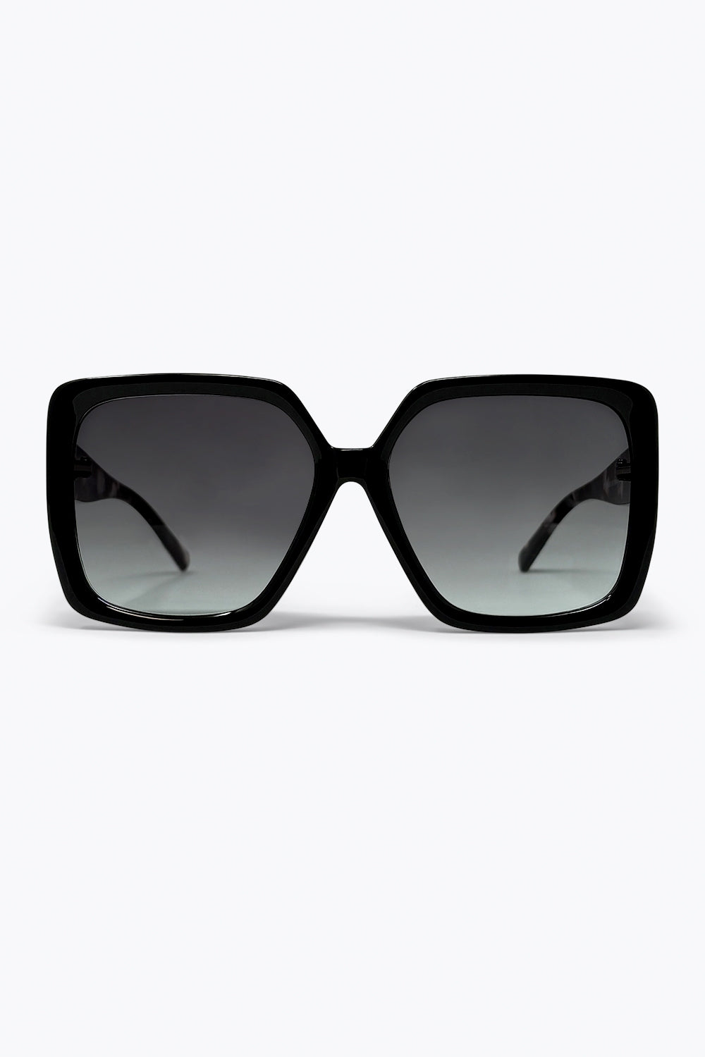 Black Square Frame Ombre Lens Wide Oversize Sunglasses