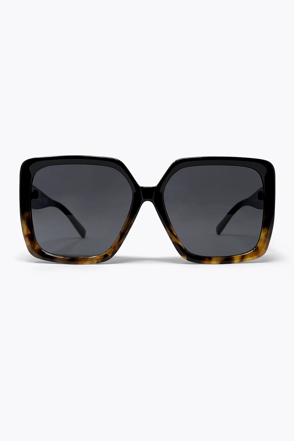 Brown Tortoiseshell Oversize Square Frame Sunglasses With Black Gradient Lenses