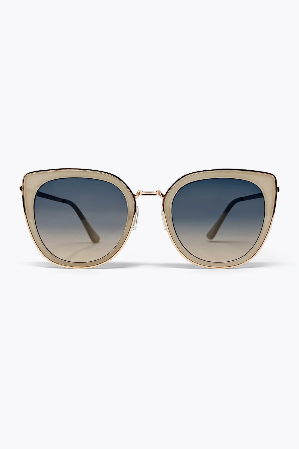 Beige Cat Eye Metal Frame Gradient Oversize Sunglasses