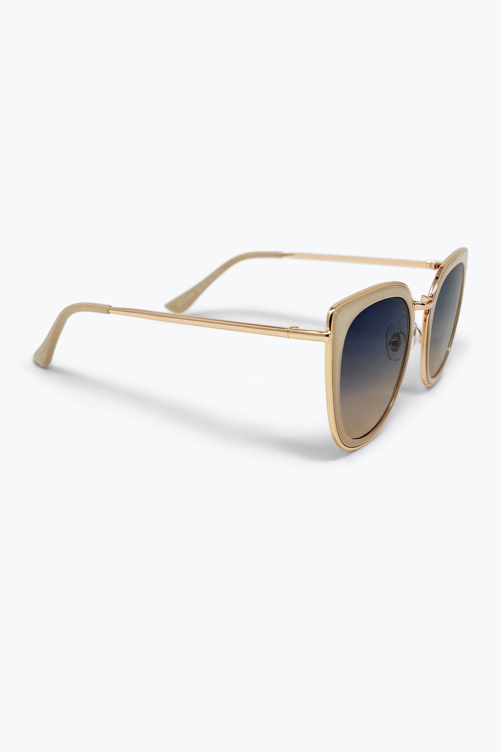 Beige Cat Eye Metal Frame Gradient Oversize Sunglasses
