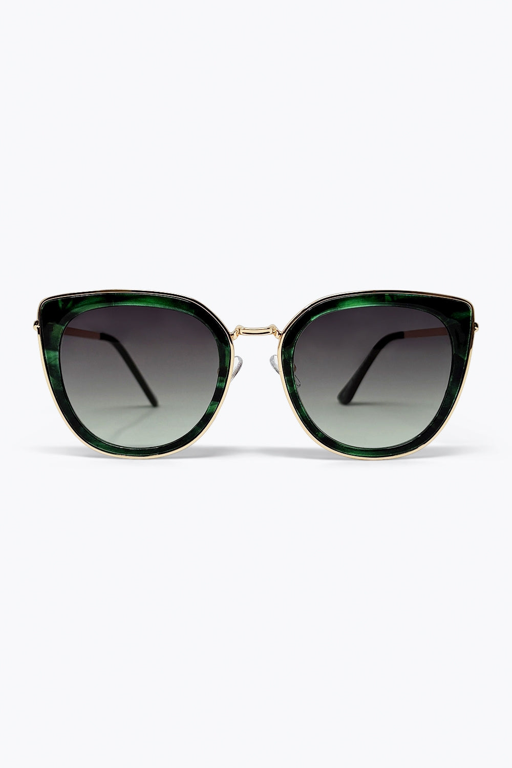 Green Marble Effect Gradient Lens Metal Frame Sunglasses