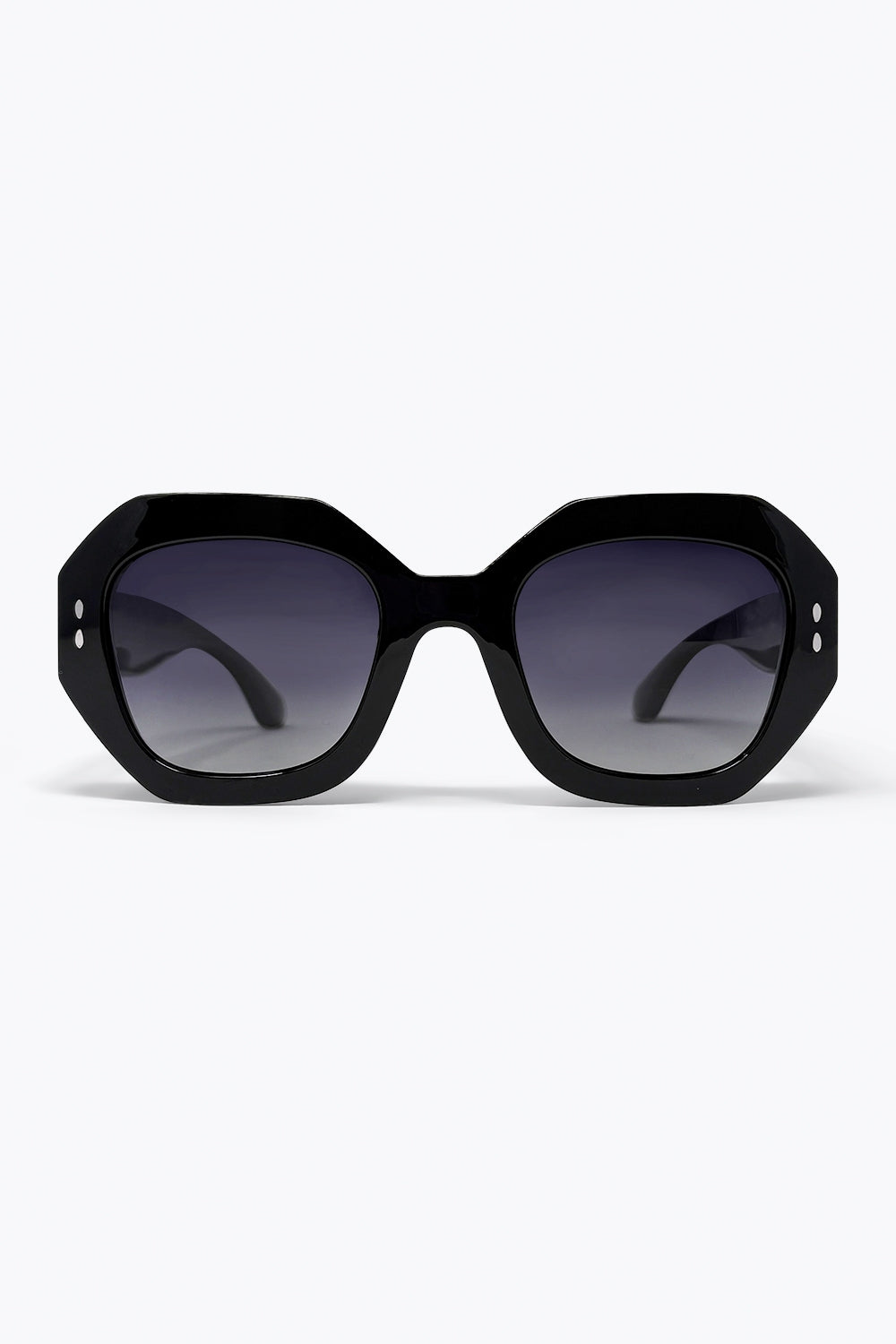 Black Geometric Oversized Frame Gradient Lens Sunglasses