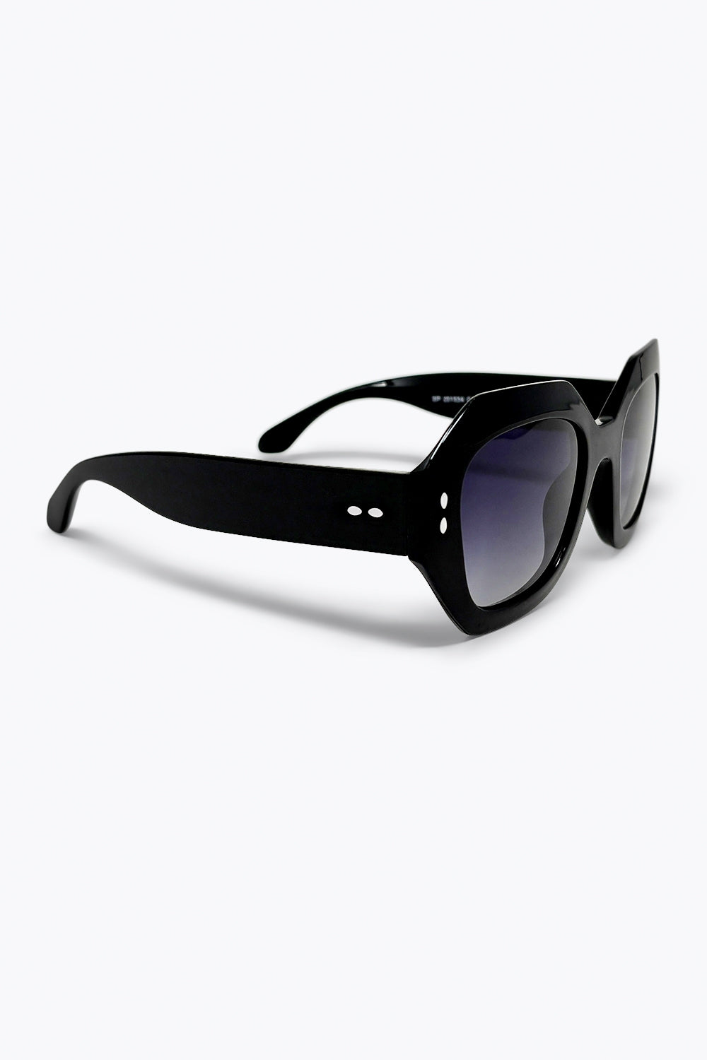Black Geometric Oversized Frame Gradient Lens Sunglasses