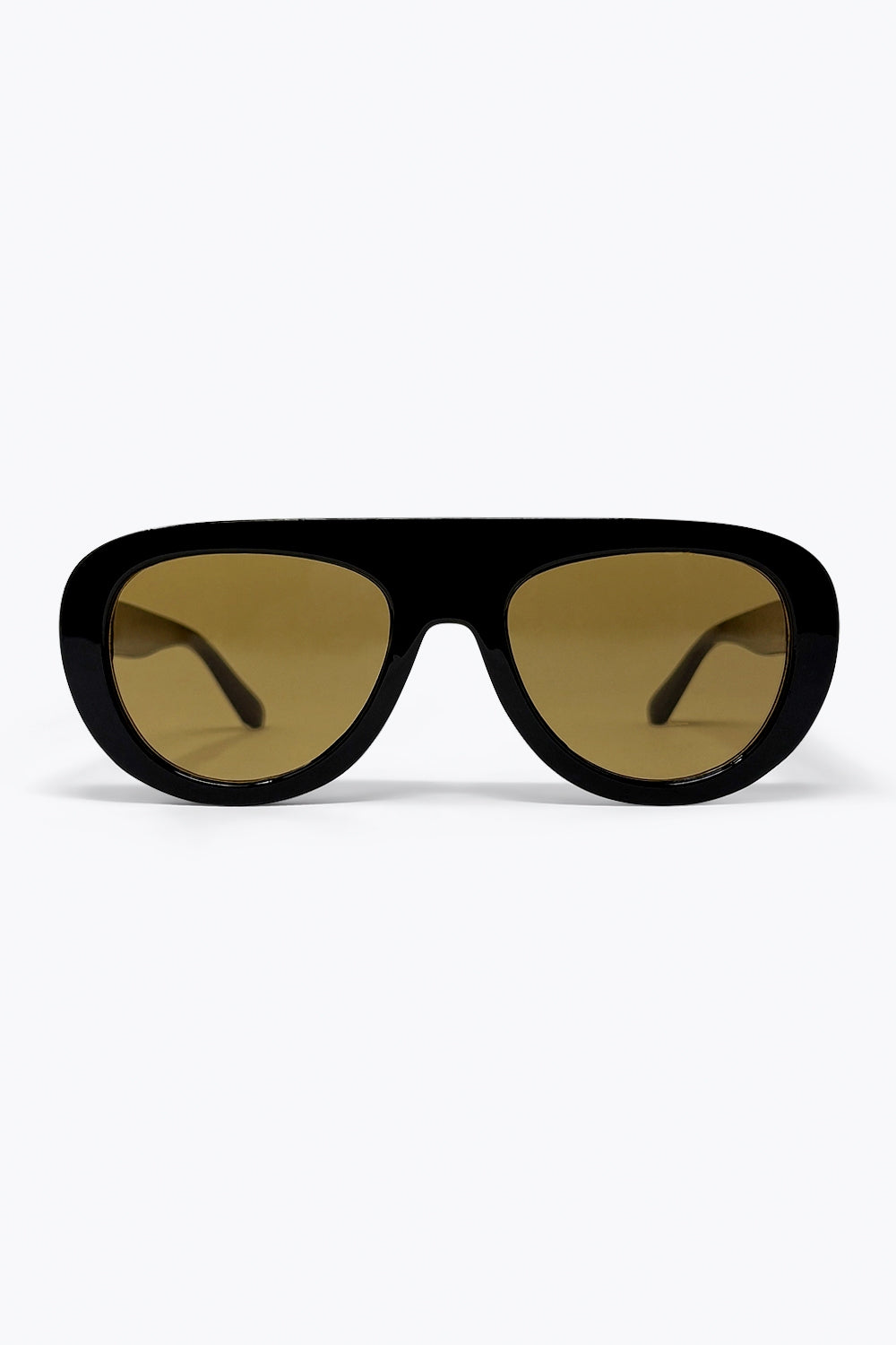 Black Oversize Wide Frame Brown Lens Sunglasses