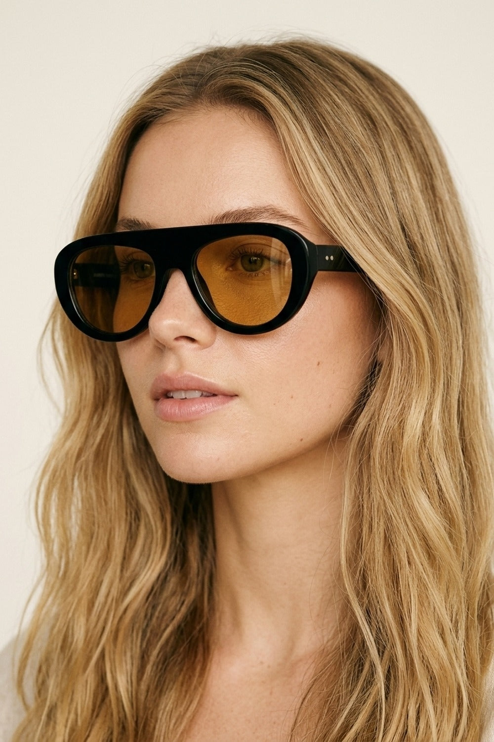 Black Oversize Wide Frame Brown Lens Sunglasses