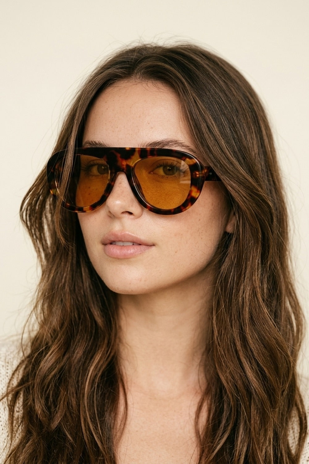 Multicolor Tortoiseshell Amber Lens Oversize Rectangle Sunglasses
