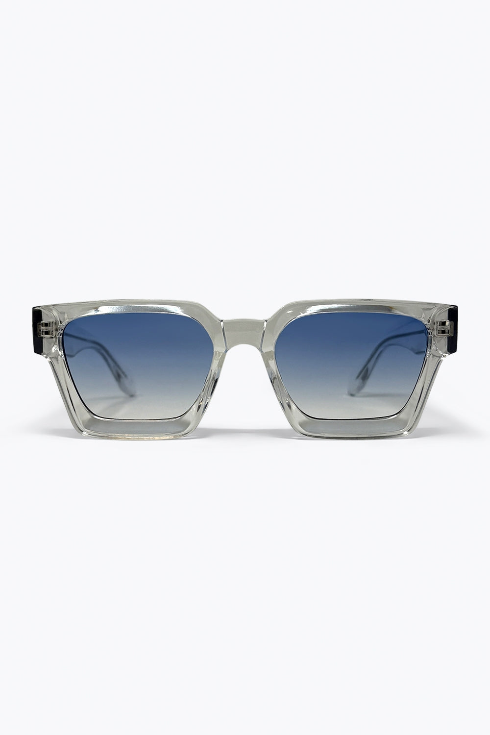 Multicolor Transparent Frame Blue Gradient Square Sunglasses