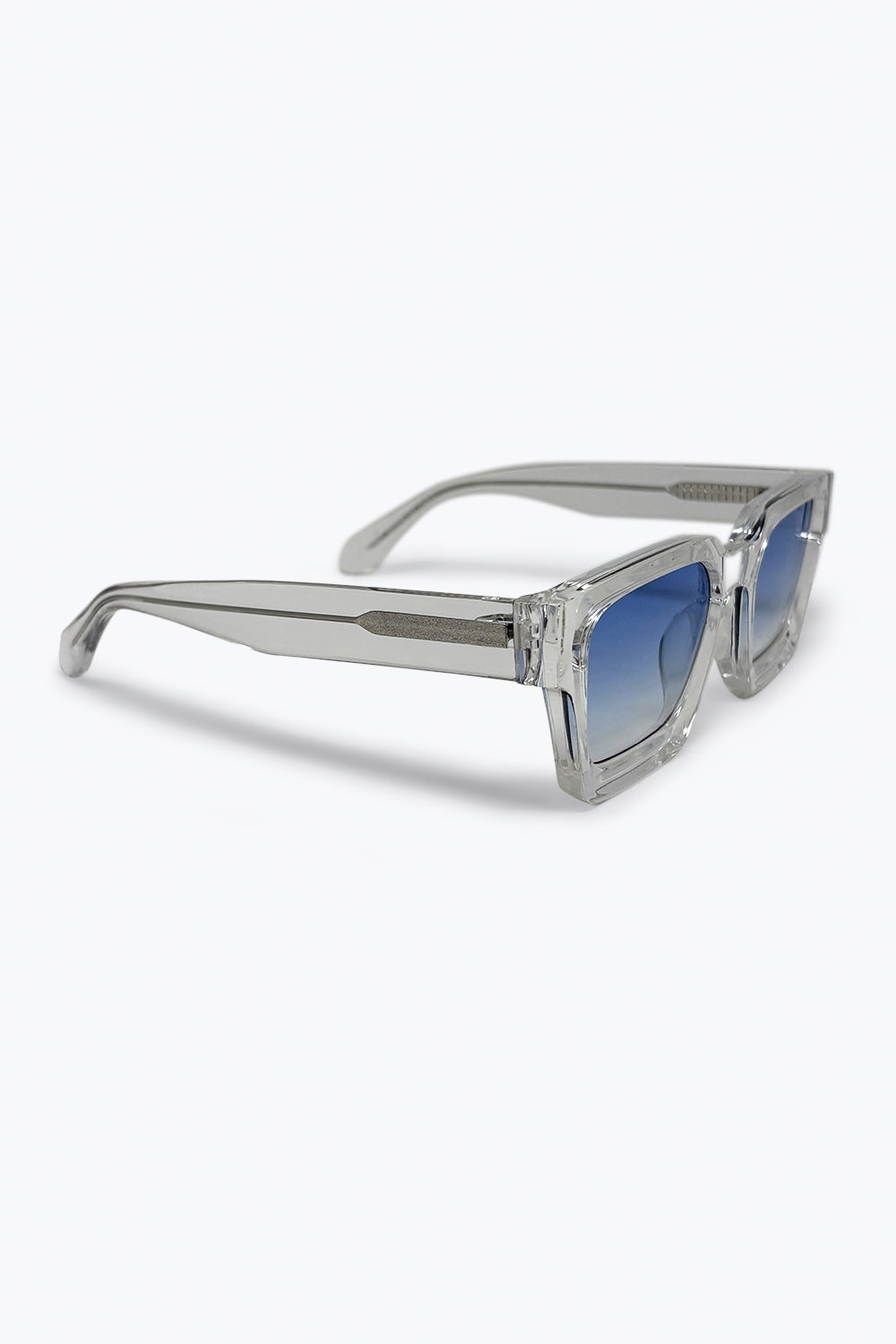 Multicolor Transparent Frame Blue Gradient Square Sunglasses