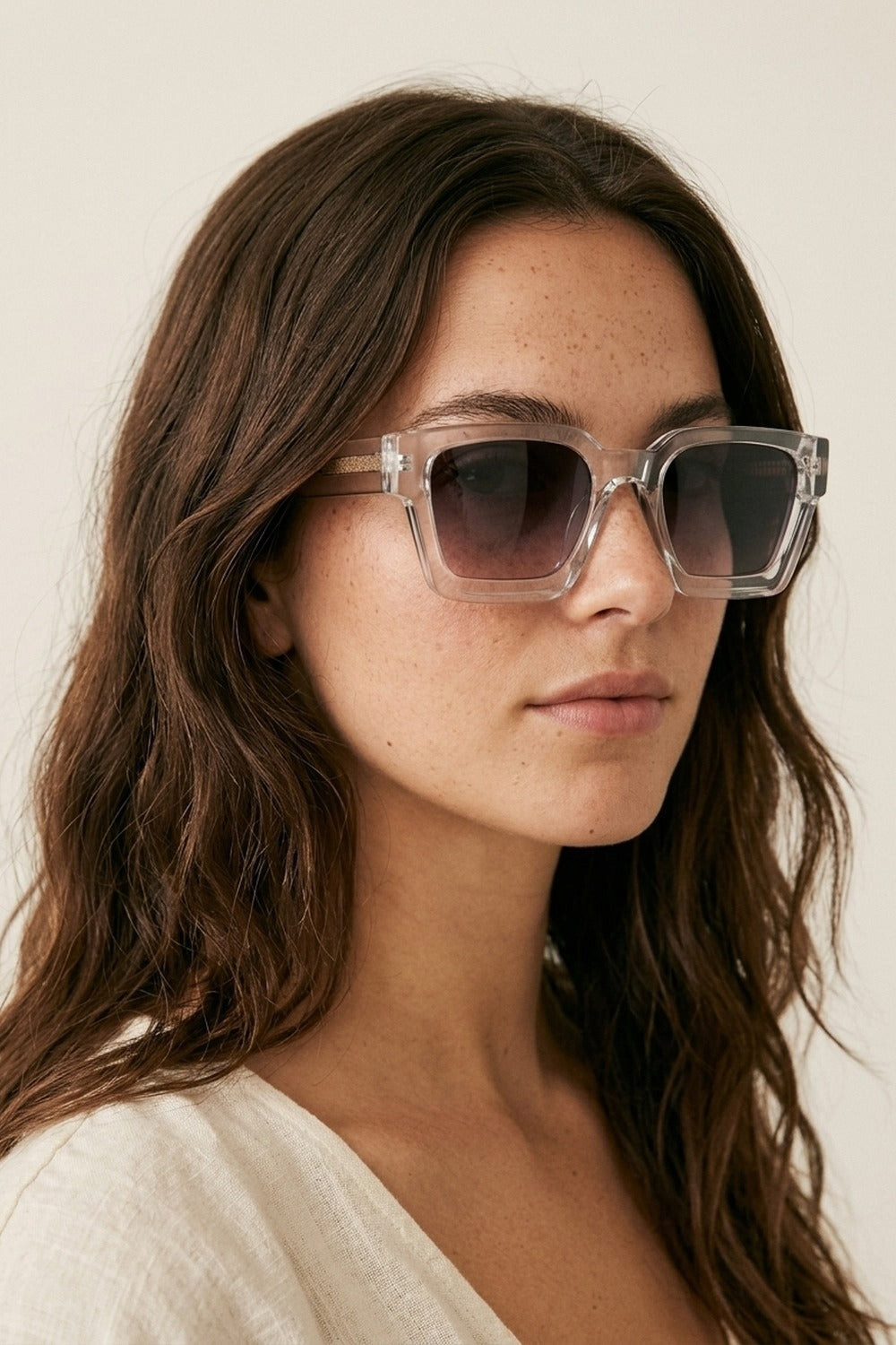 Grey Transparent Square Frame Gradient Lens Sunglasses