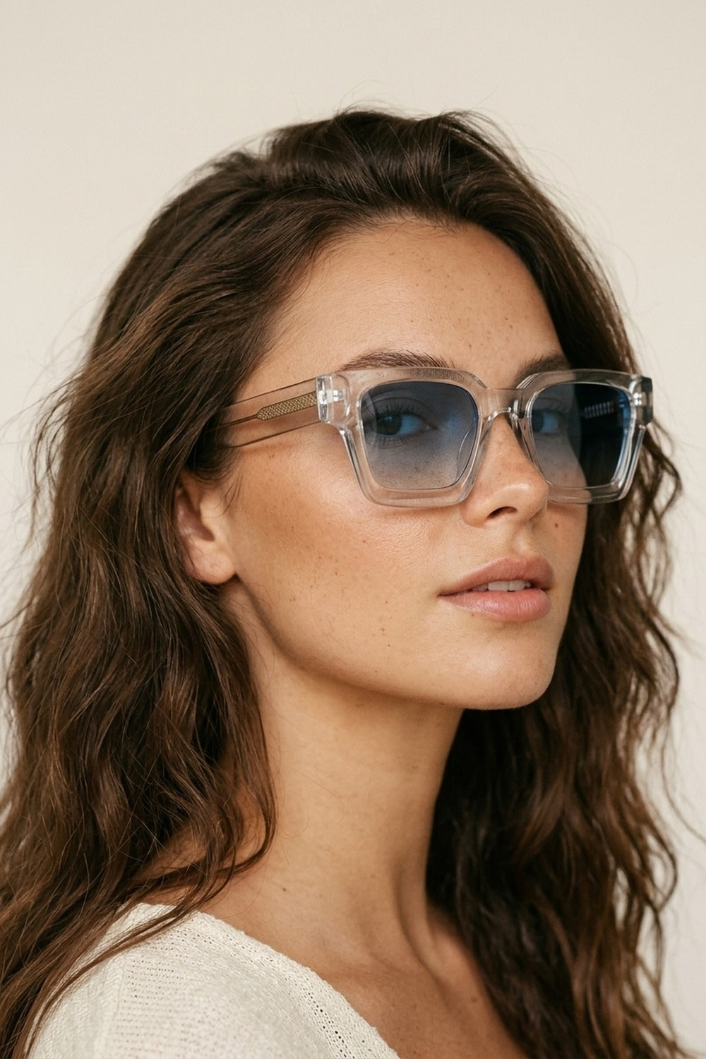 Multicolor Gradient Lens Clear Square Frame Sunglasses