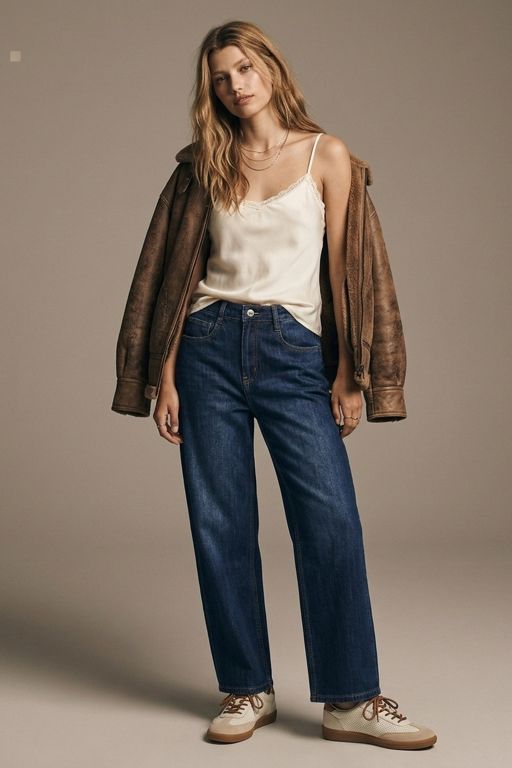 Wide Leg Jeans With Side Dart Detail in Deep Blue - Denim