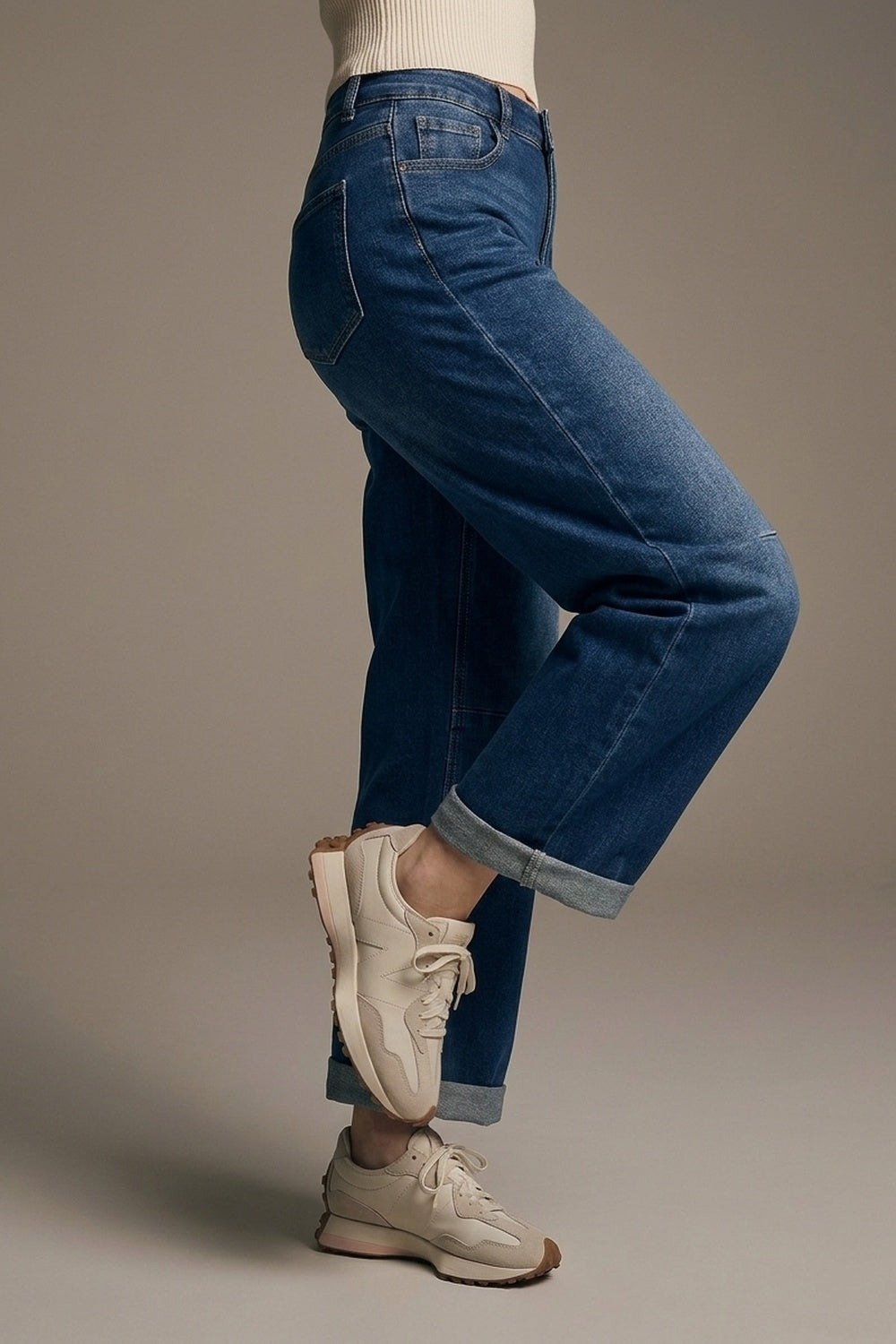 Basic Barrel Style jeans in Mid Blue - Denim