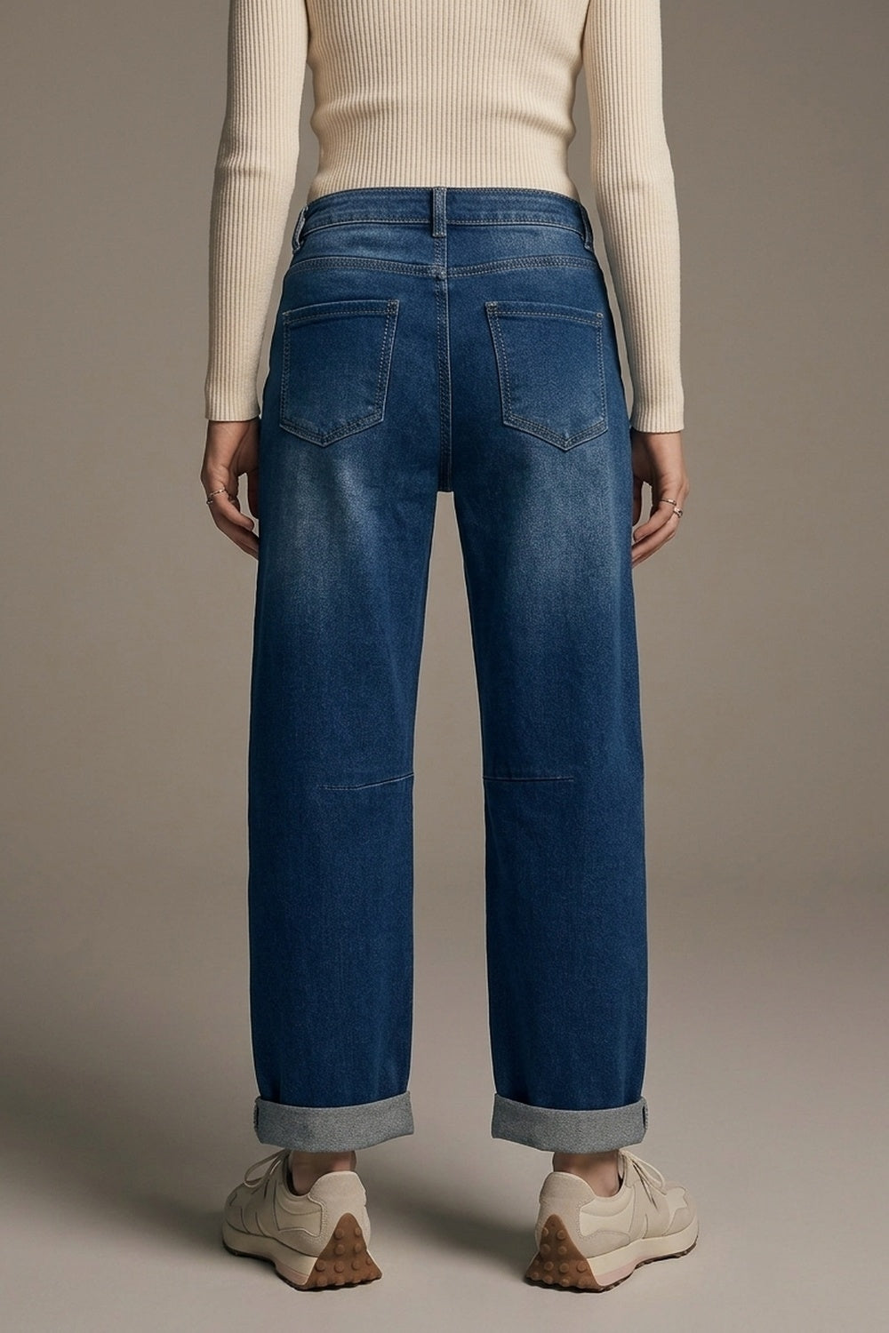 Basic Barrel Style jeans in Mid Blue - Denim