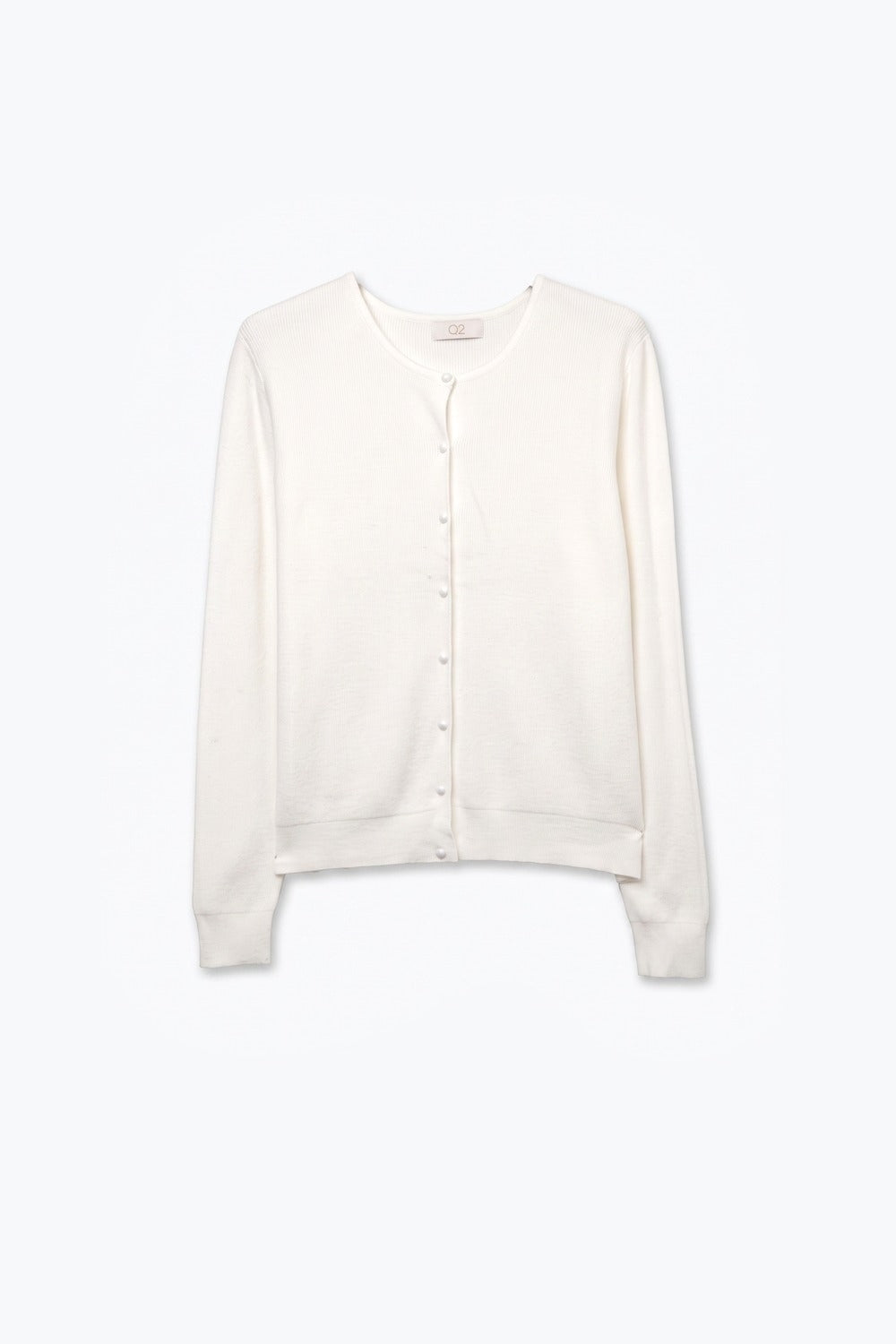 beige soft Knit Button Front Crew Neck Cardigan - Cardigans