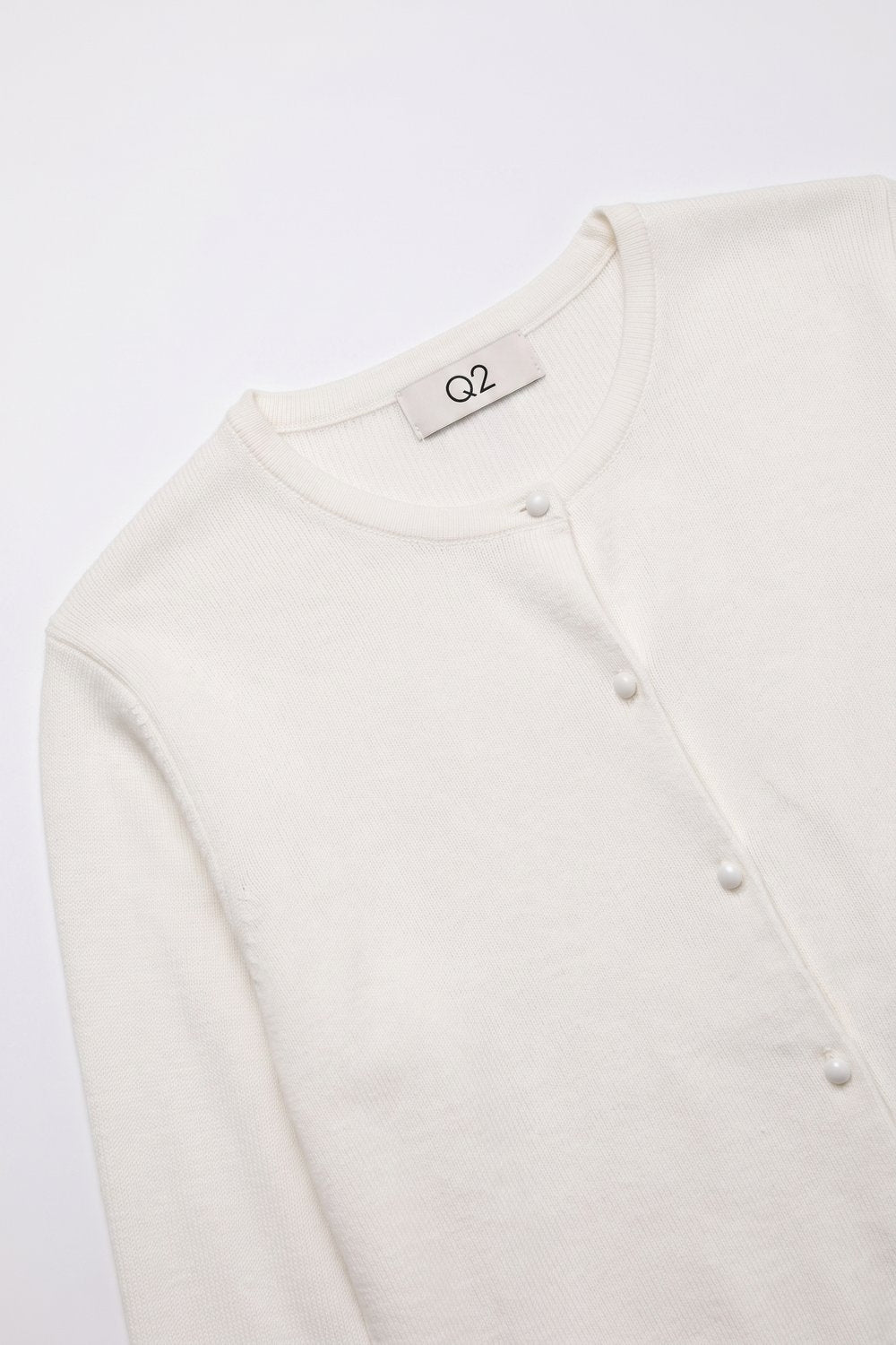 beige soft Knit Button Front Crew Neck Cardigan - Cardigans