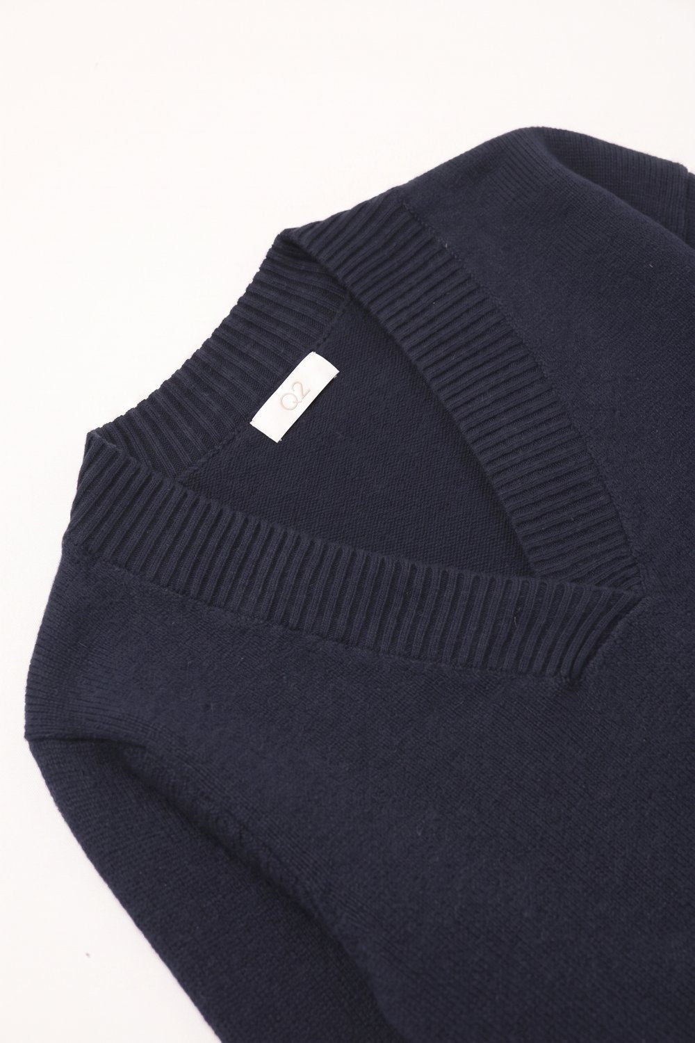 navy warm Knit wide V-Neck sweater - Jumpers