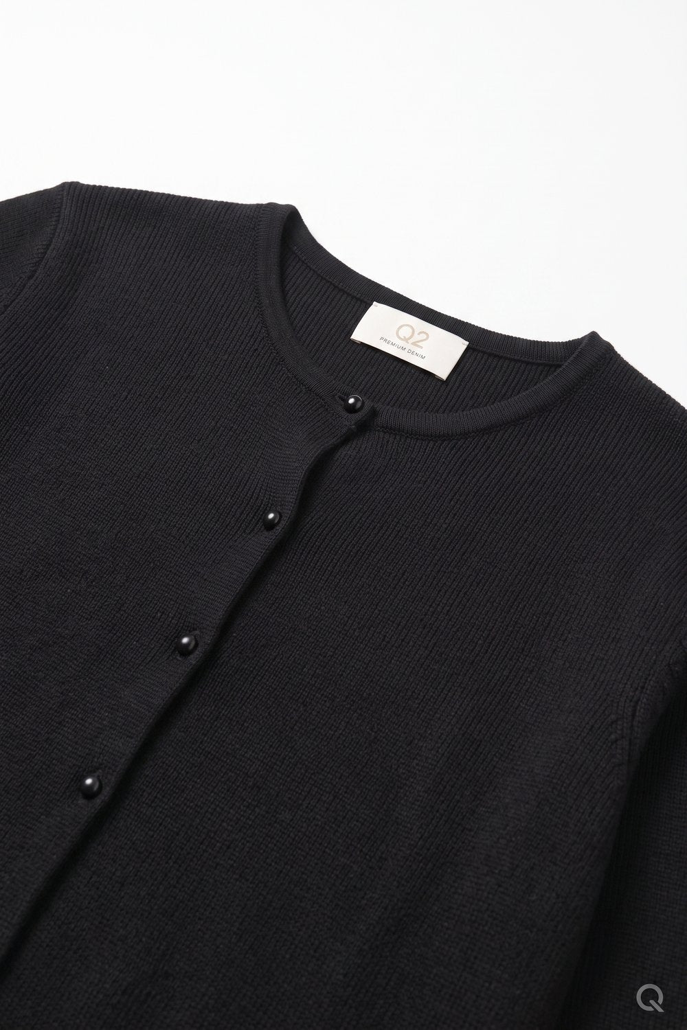Black soft Knit Crew Neck Button Front Regular Fit Cardigan - Cardigans