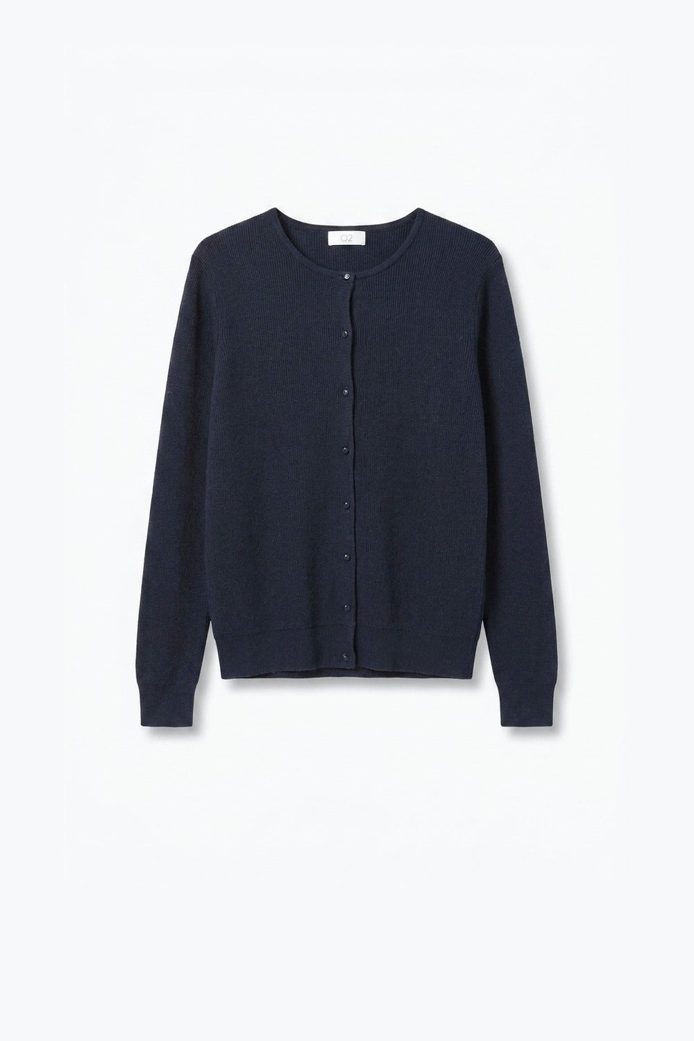 Navy soft Knit Crew Neck Button Front Cardigan - Cardigans
