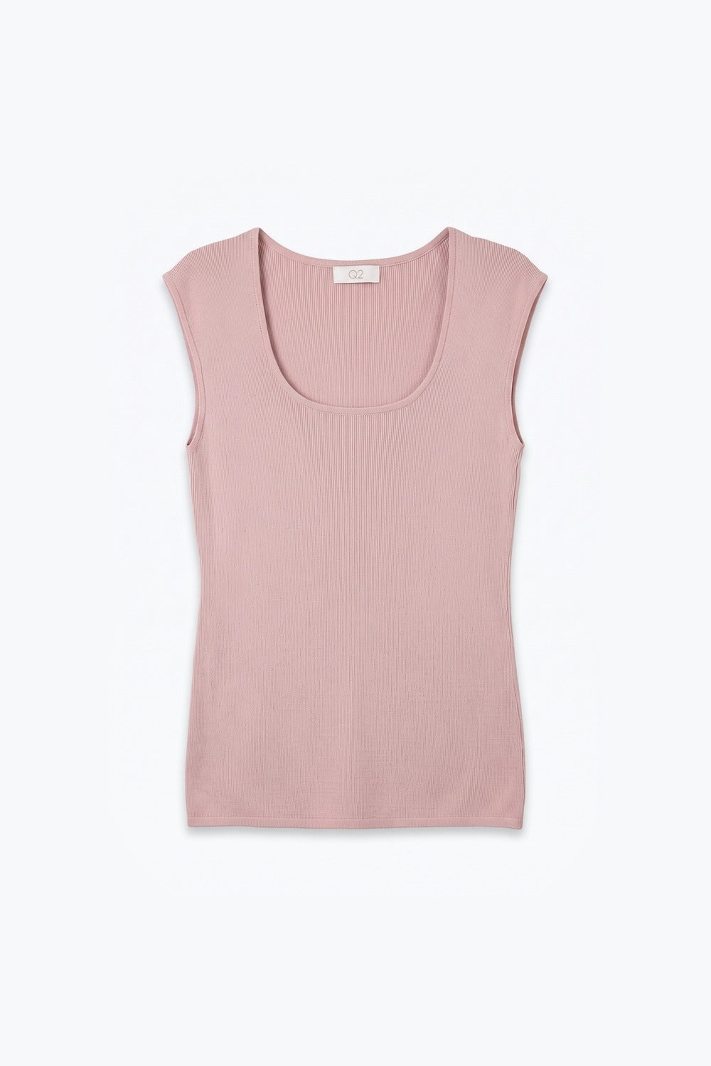 Pink Square Neck Fine-Knit sweater with Cap Sleeves - Tops