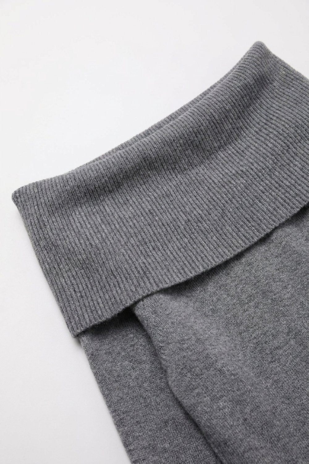 Grey Ribbed Knit Off Shoulder Relaxed Fit Sweater Top - Jumpers