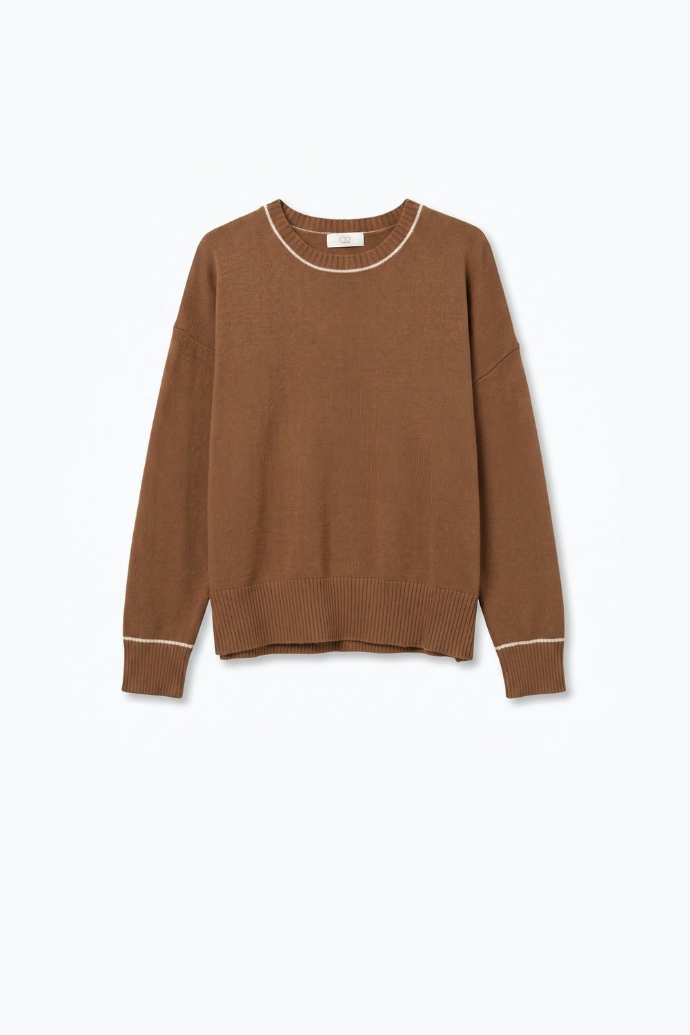 Camel warm Knit Contrast Trim Crew Neck Sweater - Jumpers