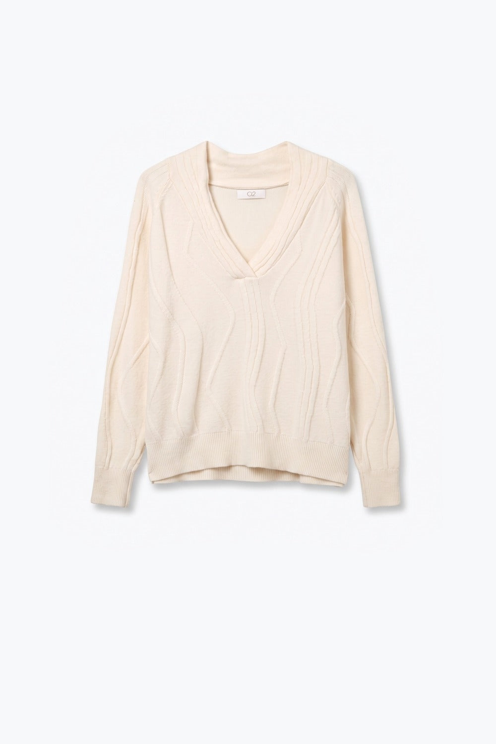Textured Wave-Knit V-Neck Sweater in white - Jumpers