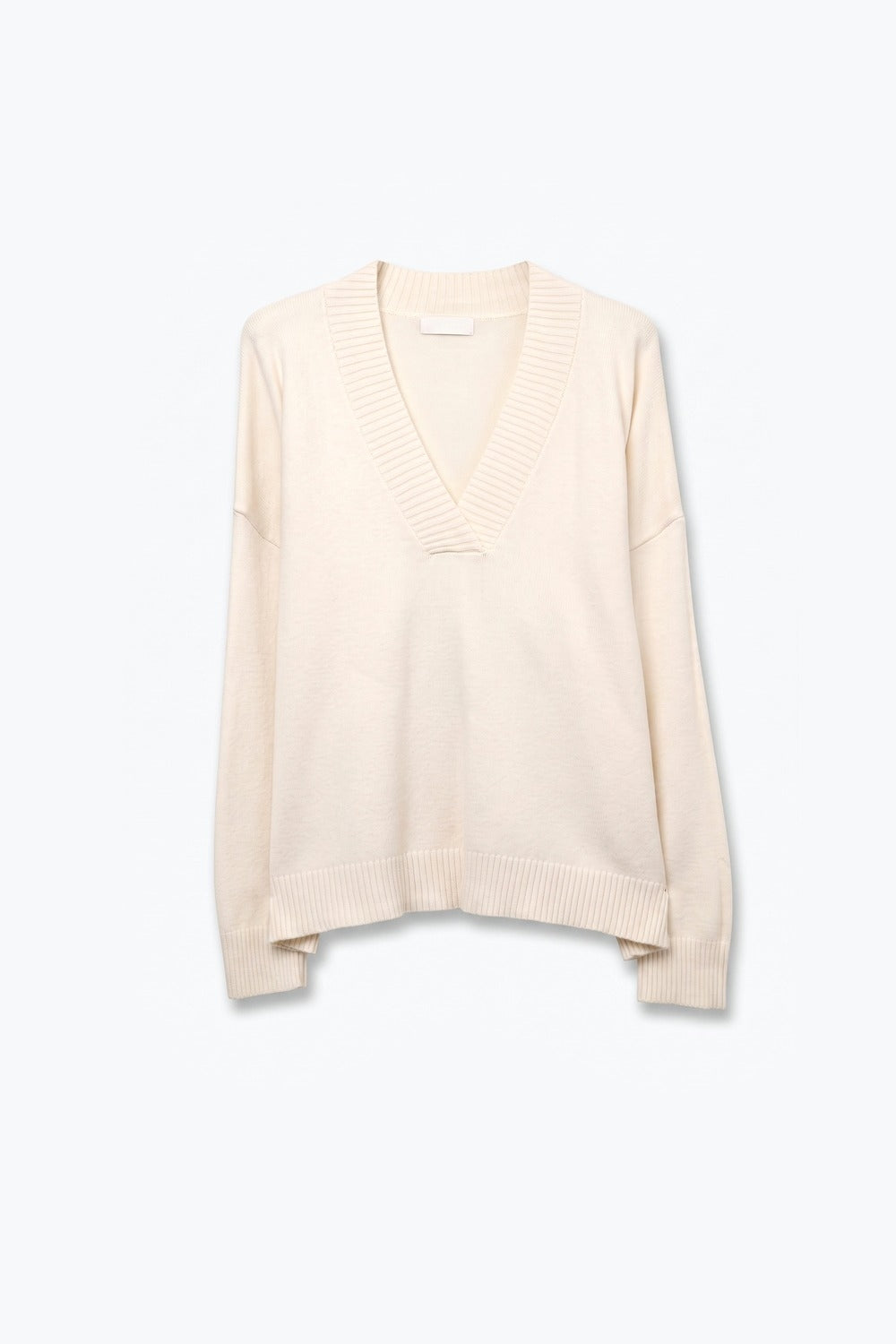 White warm Knit wide V-Neck jumper - Jumpers