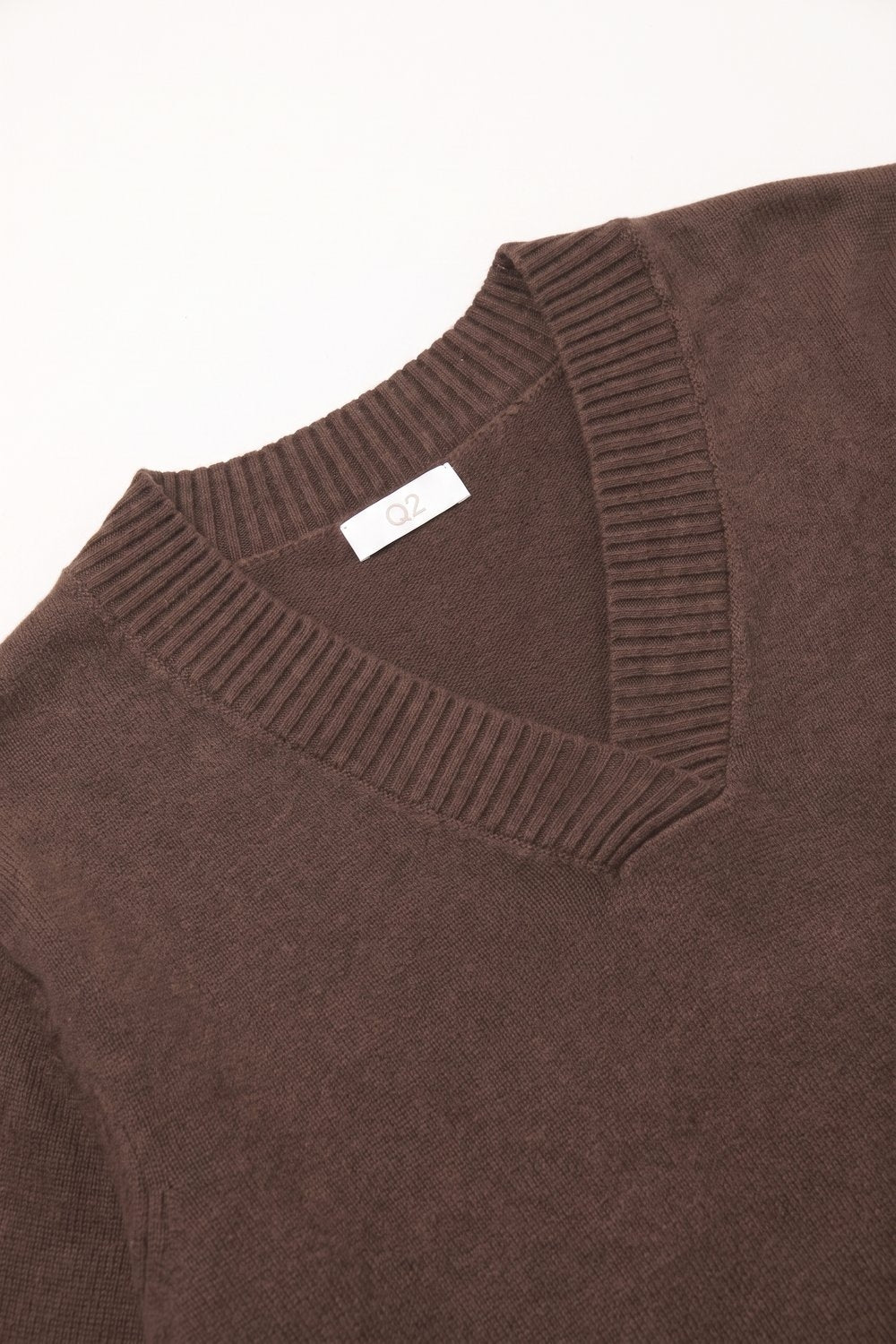 brown warm Knit wide V-Neck jumper - Jumpers
